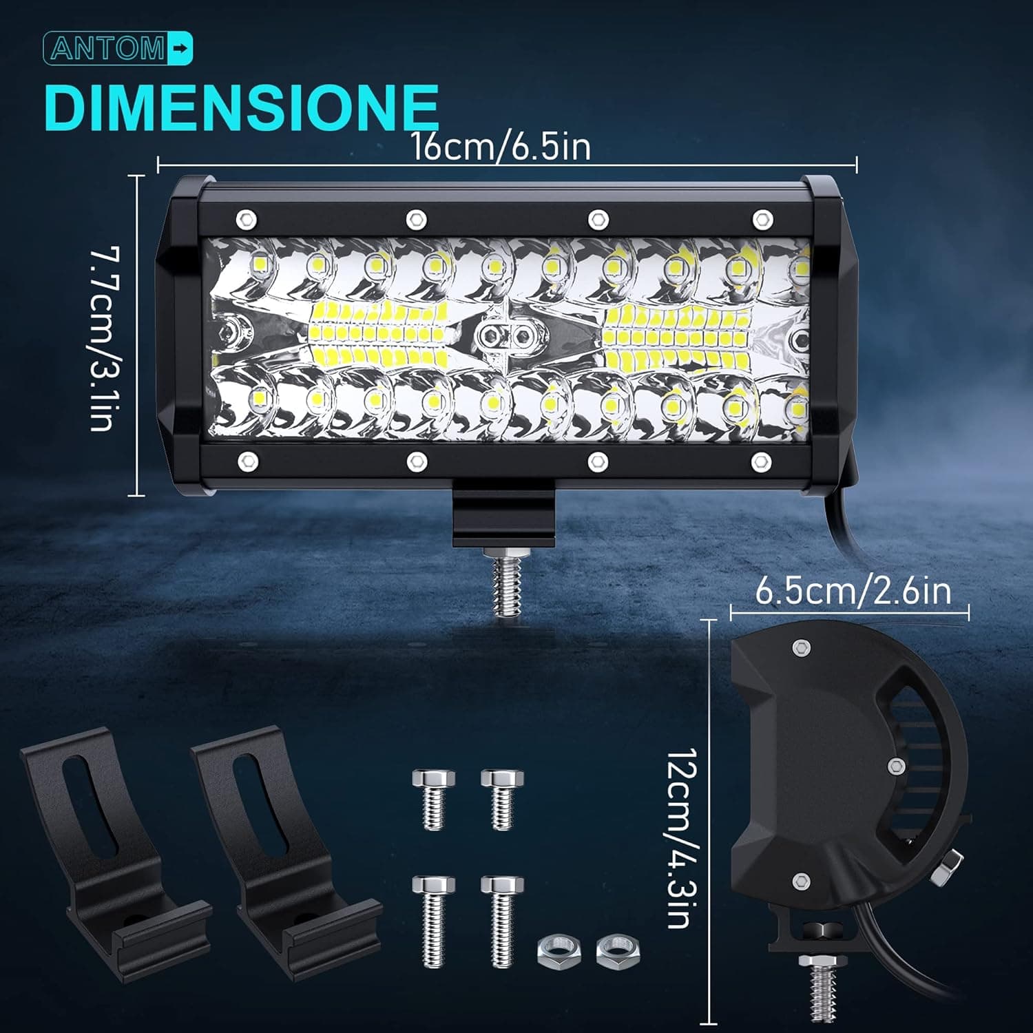 antom Phares de Travail LED 2PC 360W 7 Pouces 12/24V Tracteur | Projecteurs LED additionnels pour tracteur, engin agricole, véhicule de chantier, 4x4 et usage tout-terrain
