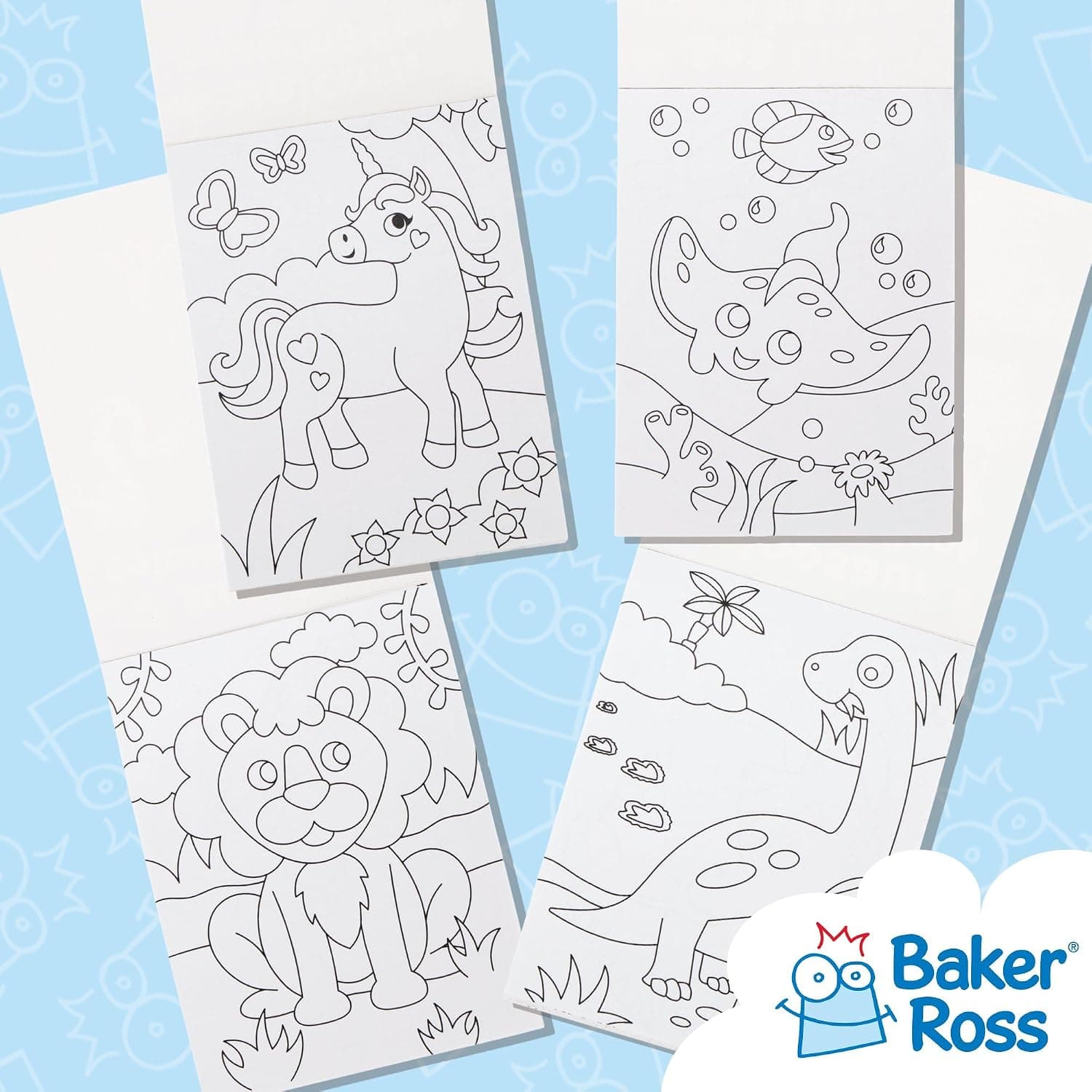 Baker Ross FE577 Mini livres à colorier - Paquet de 12, idéal pour le dessin d'enfants, les activités artistiques à l'école ou à la maison, les loisirs individuels ou l'artisanat de fête