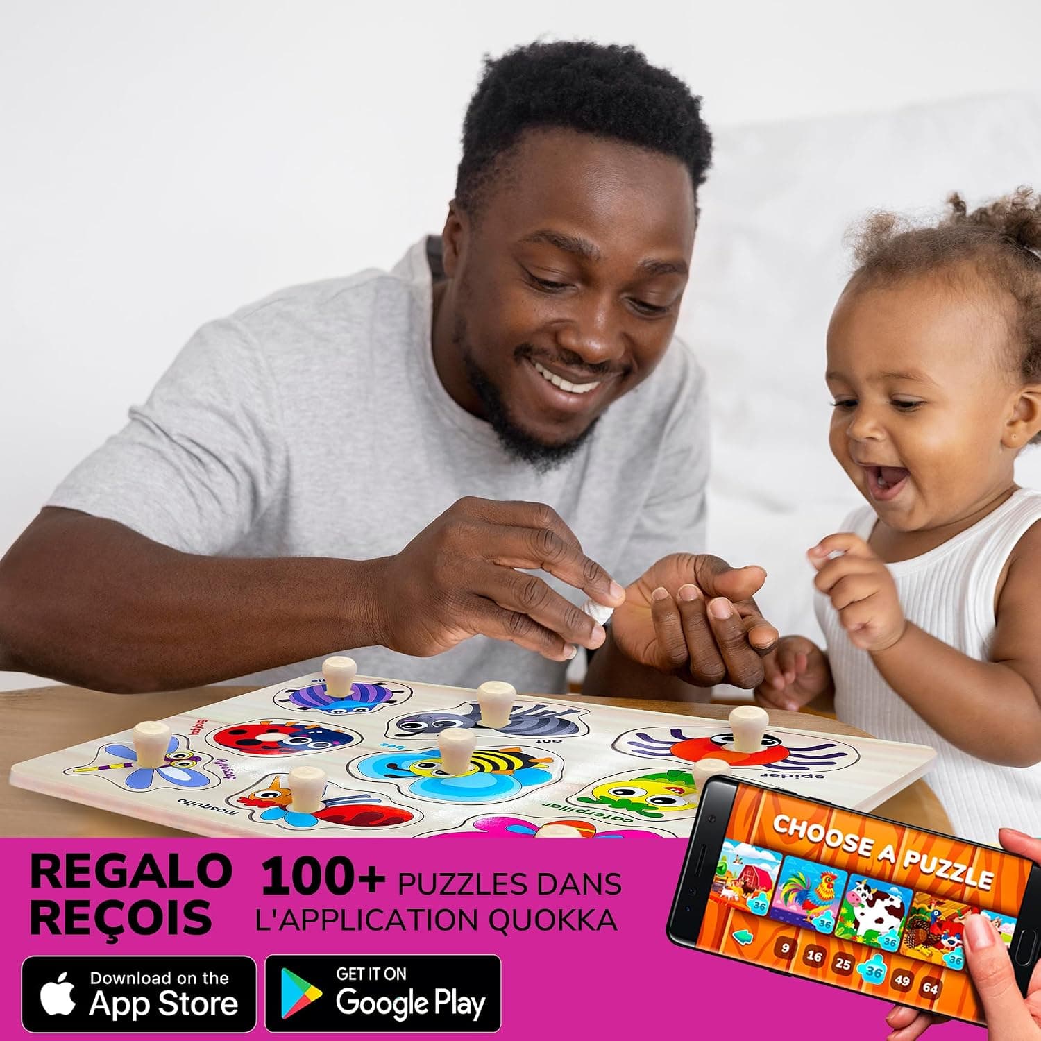 Puzzle Bois pour Enfants 1 à 3 Ans - Puzzle Bébé 18 Mois