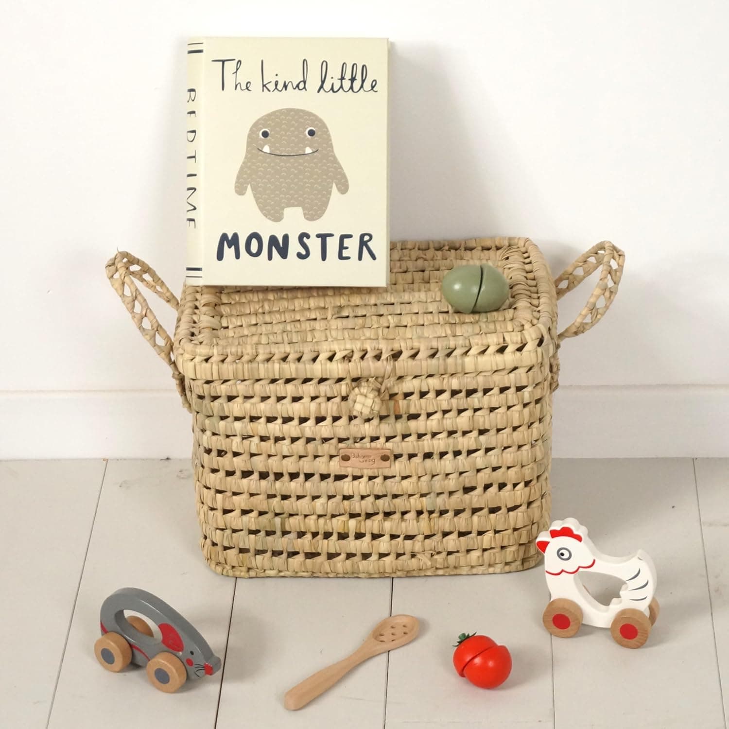 Petit Coffre de Rangement en Osier Tressé, Malle à Jouets, Fait Main (30 cm)