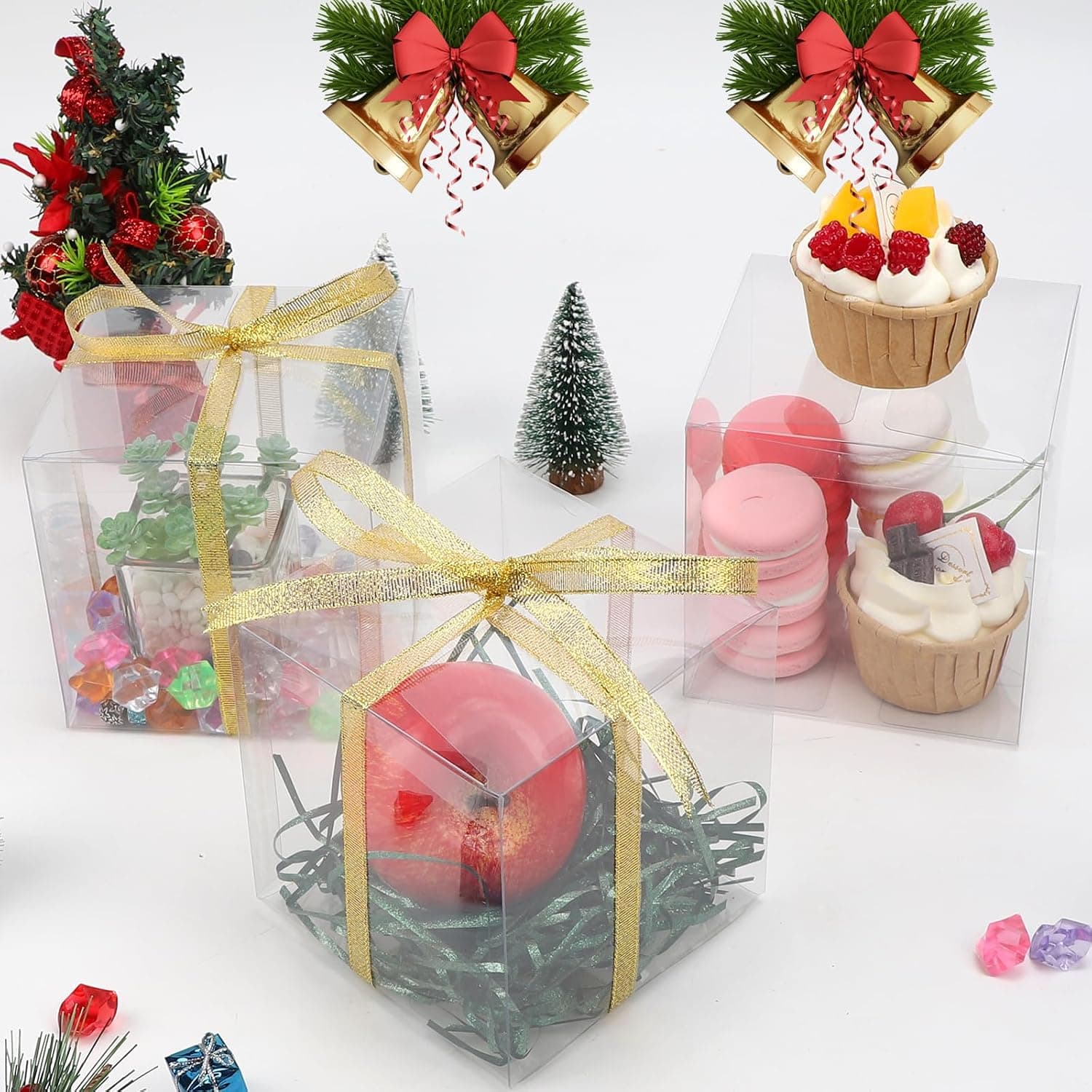 LALAGO 30 Pcs Boite Plastique Transparente pour Noël 12x12x12 cm