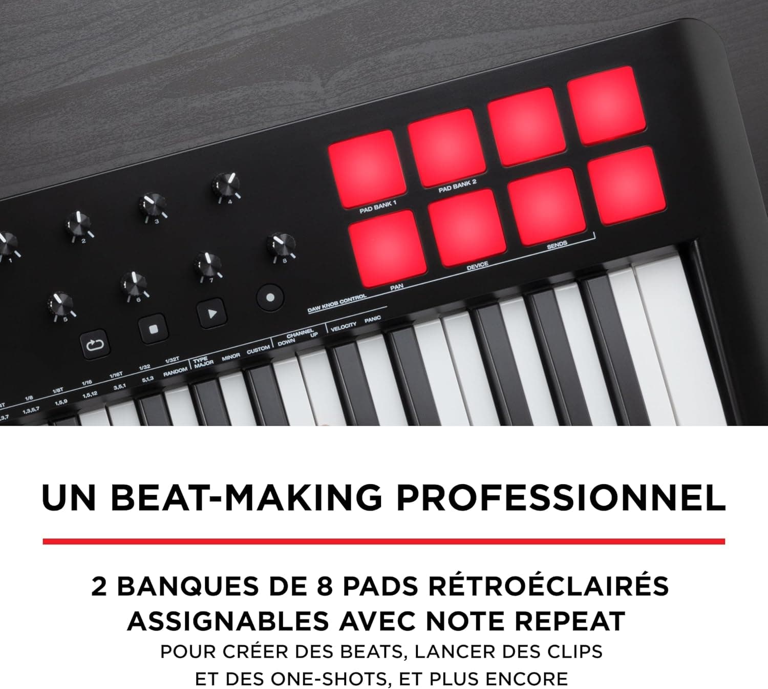 M-AUDIO Oxygen 49 MKV Controleur Clavier USB MIDI | 49 Touches Veloci-Sensibles, 8 Pads, 8 Boutons, 9 Faders et Logiciel DAW Inclus, pour Production Musicale