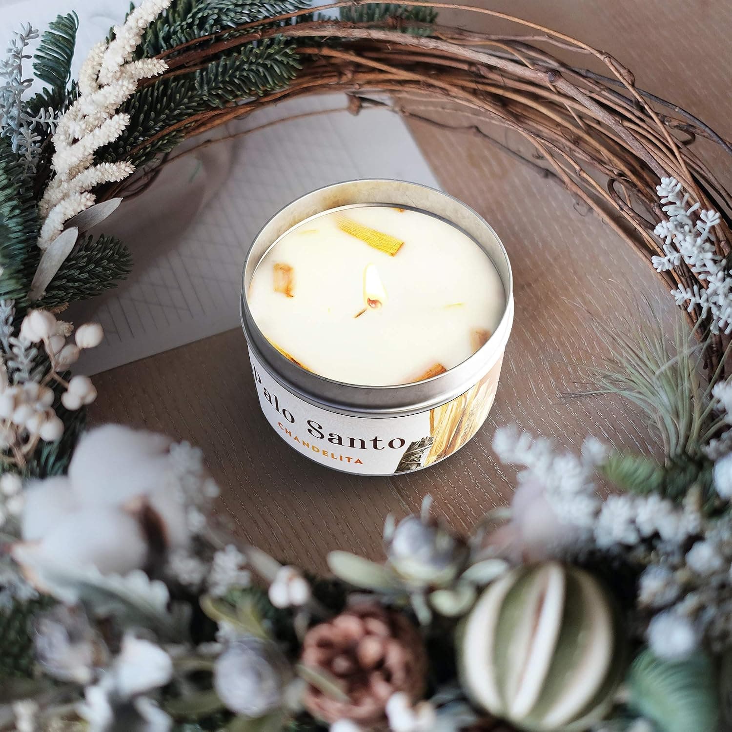 Bougie Parfumées au Palo Santo avec Cire de Soja pour Purification de l’Énergie, Nettoyage Spirituel, Relaxation, Méditation & Guérison des Chakras – Bougie Parfumée – Bougies Parfumée