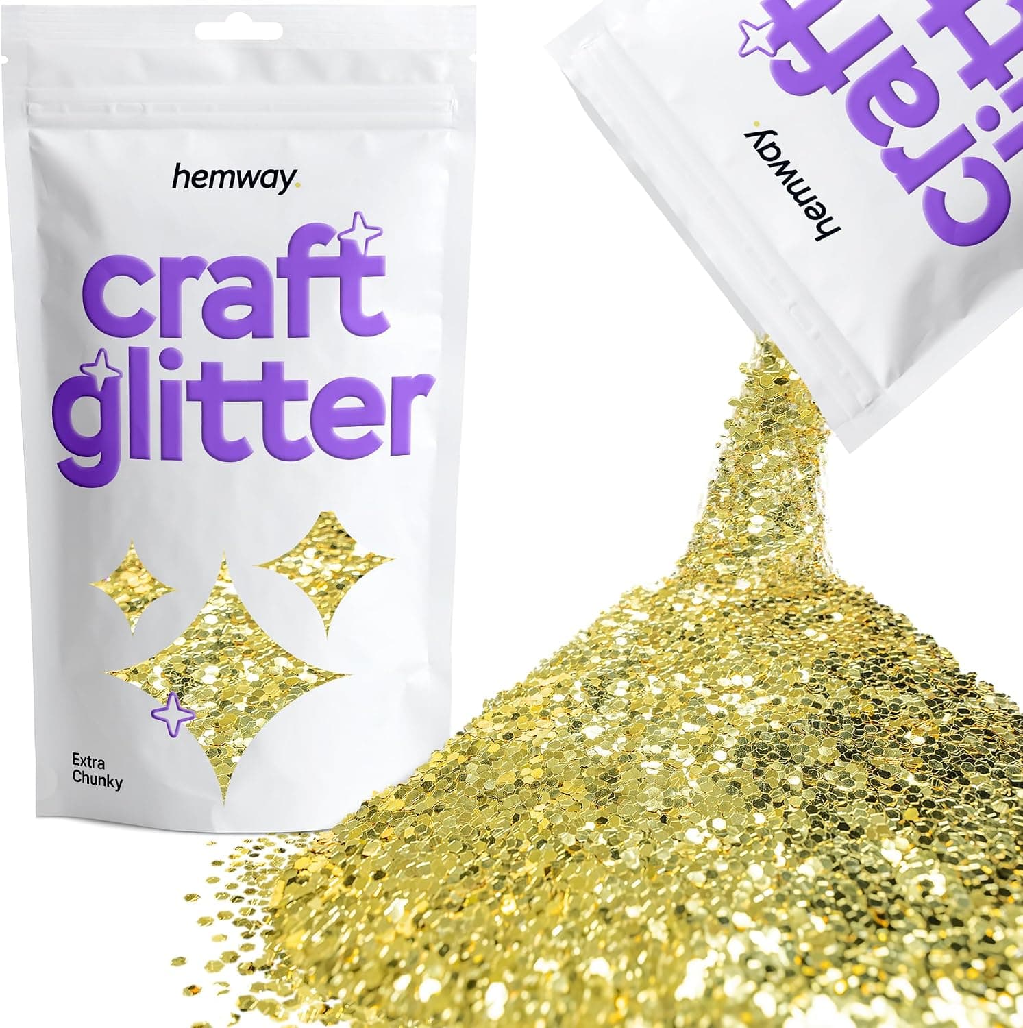 Hemway Craft Glitter 100 g 3,5 oz extra Chunky 1/24" 0.040" 1MM (Gold Sand)
