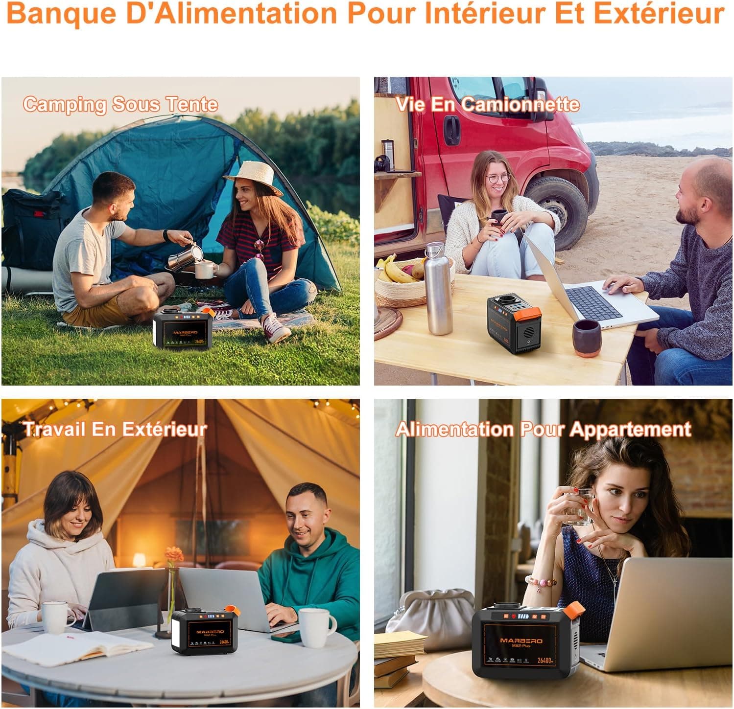 MARBERO Station d'Énergie Portable 26.400mAh Prise AC 120W Puiss. de crête