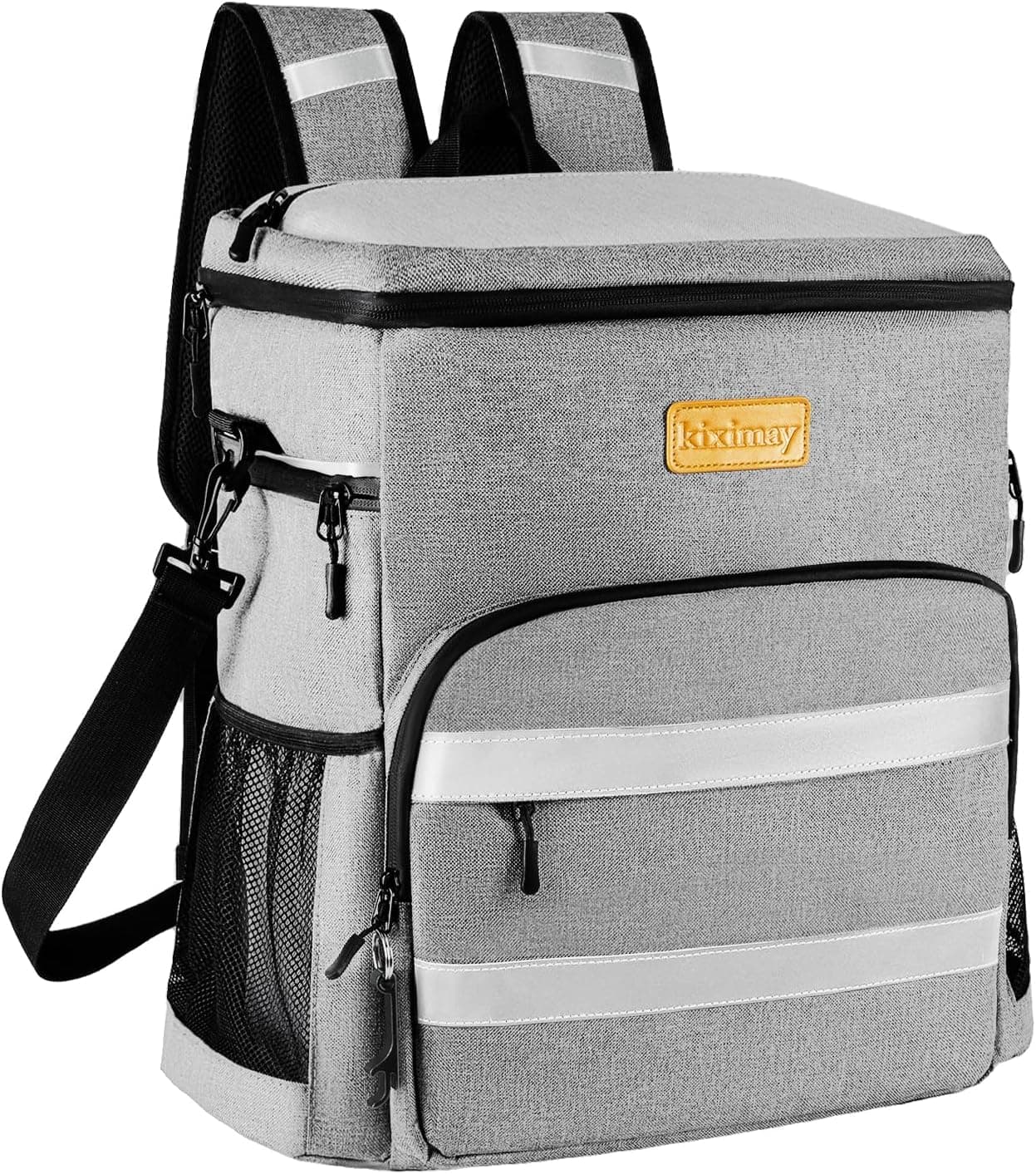 Sac à Dos Isotherme 30L Pliable - Grand Capacité, Maintient au Frais 24H, Léger et Imperméable pour Pique-Nique, Plage, Voyage, Pêche, Barbecue, Gris