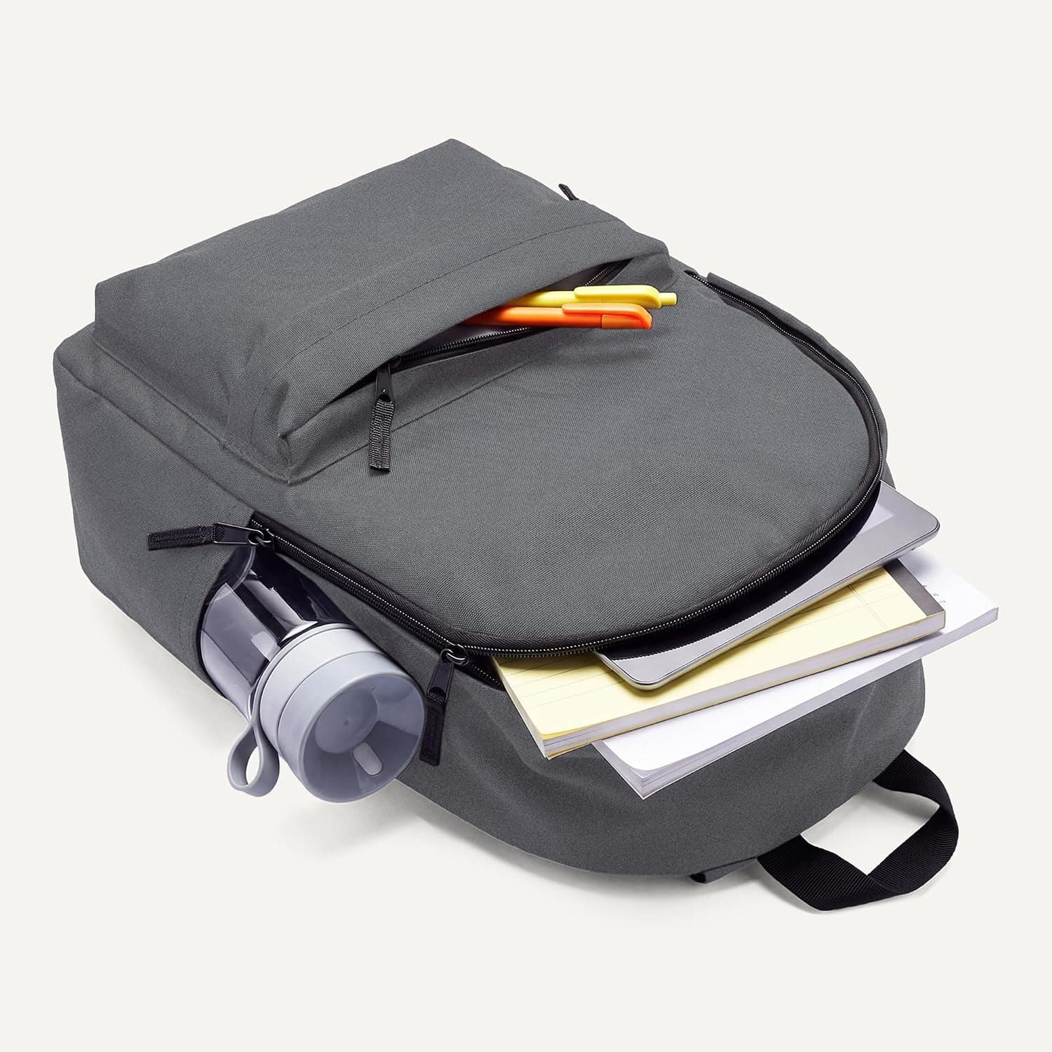 Amazon Basics, Sac à Dos Classique/Décontracté/Scolaire, Gris, Lot de 1