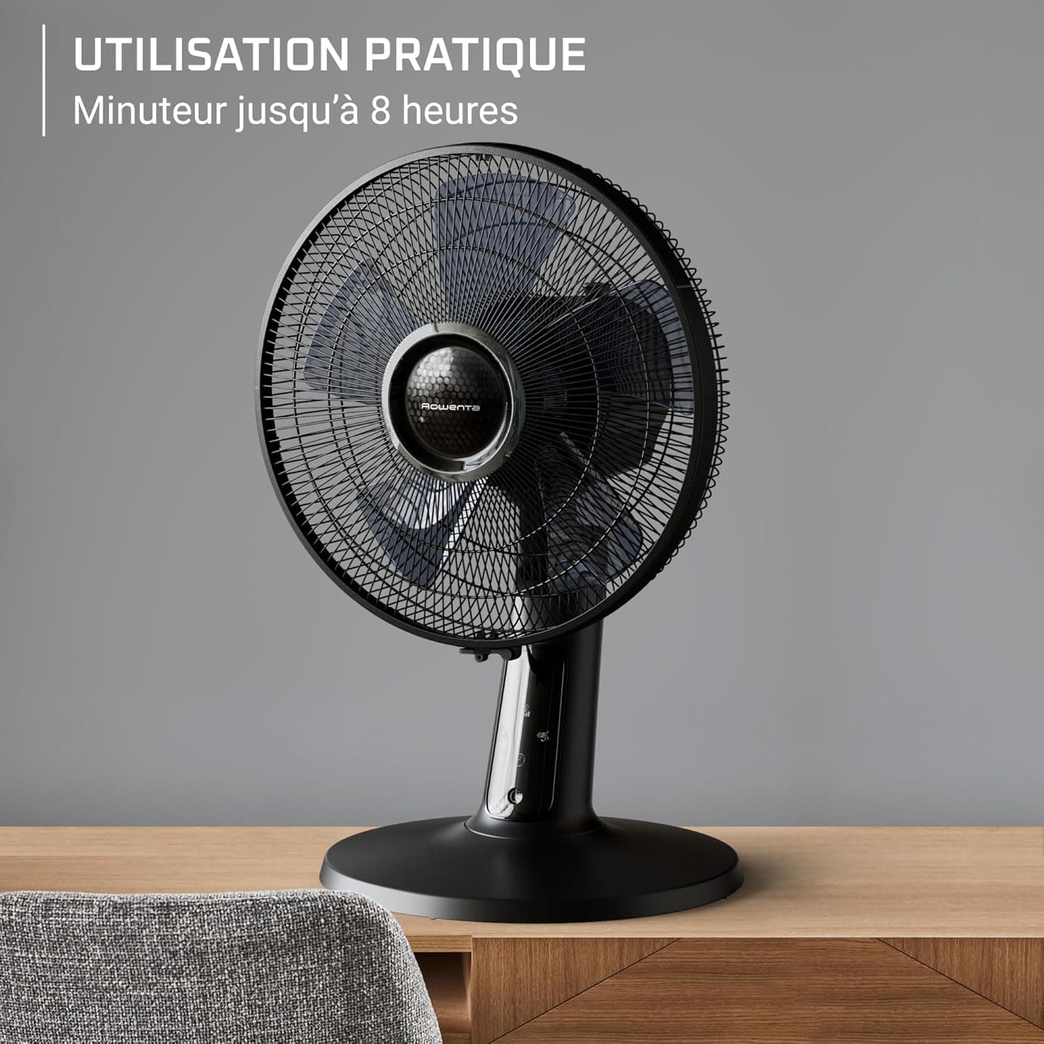 Rowenta Turbo Silence Extreme+, ventilateur de table noir VU2750 | 32 dB(A), débit d’air jusqu’à 7,5 m, 5 vitesses & 2 modes automatiques, oscillation 120°, télécommande, Couleur: Noir