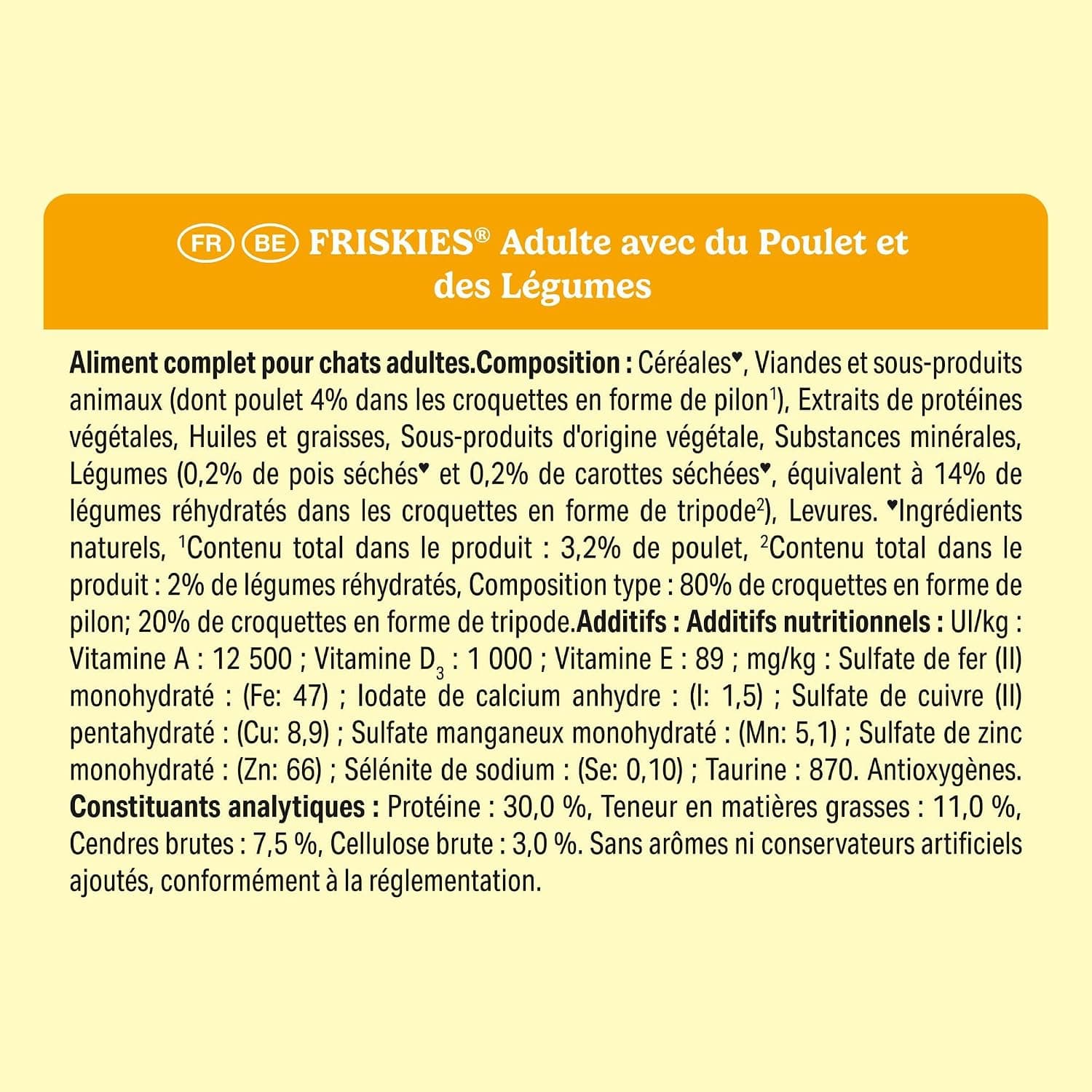 FRISKIES | Chat | Croquettes complètes pour Chats Adultes | Au Poulet et aux Légumes | Aliment Complet Riche en Vitamines et Minéraux | Sac | 3 KG | Croquettes Chat Adulte Saveur Poulet et Légumes - Favorise la santé digestive et un os solide - Santé Chat - Repas savoureux