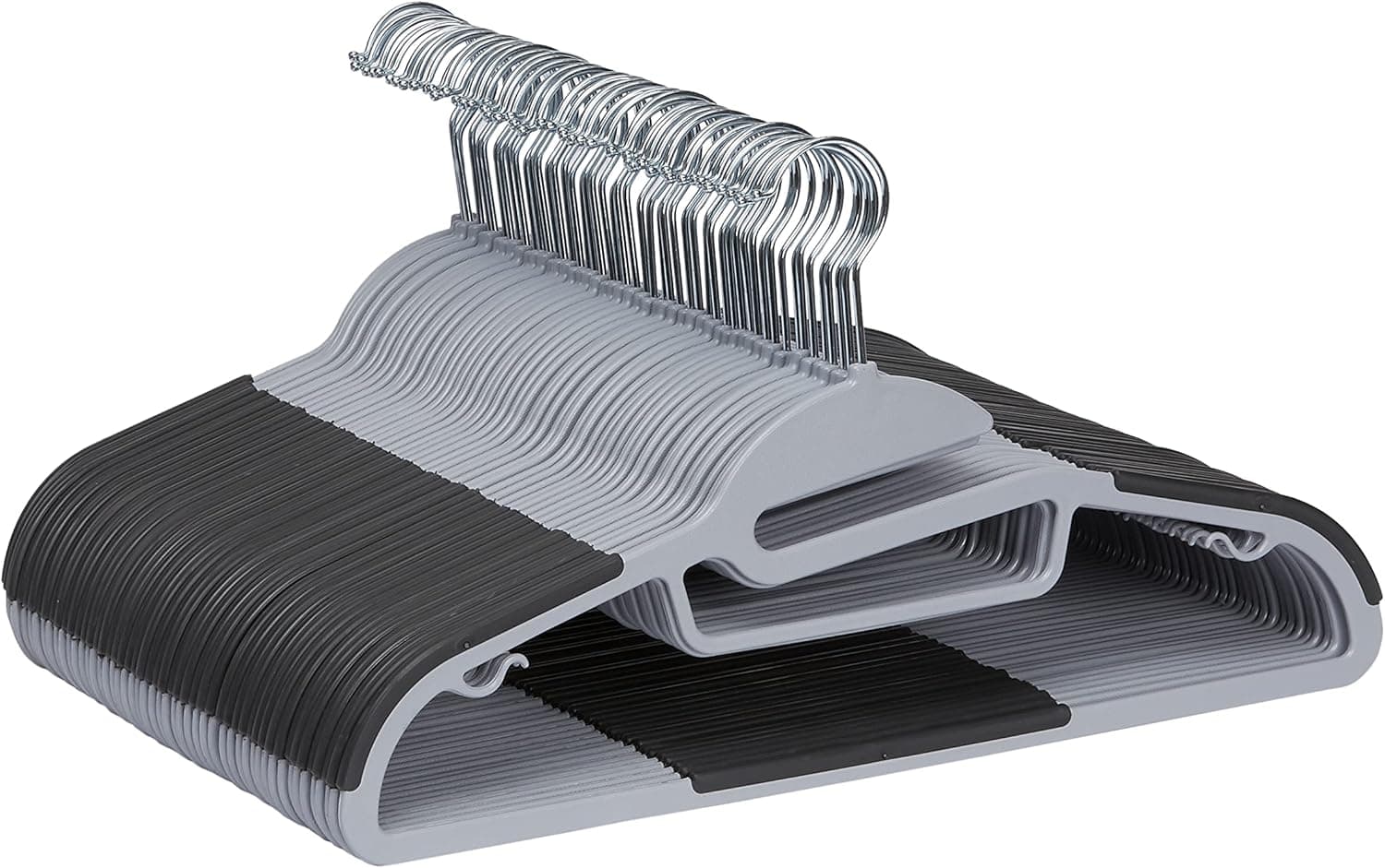 Amazon Basics Cintres en plastique enduit de caoutchouc, 50 pièces, gris