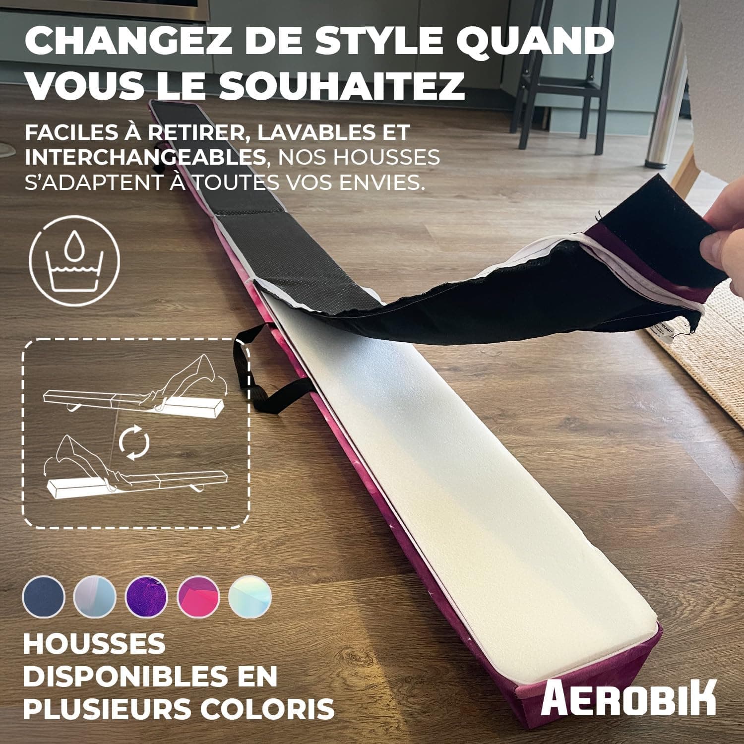 Aerobik | Housse Poutre Gymnastique Enfant Galaxy 240x10x6 cm | Housse de Remplacement Zip en U Lavable | Compatible Poutre Gym avec Housse Amovible | Ăquipement Gym Enfant | Original Corner