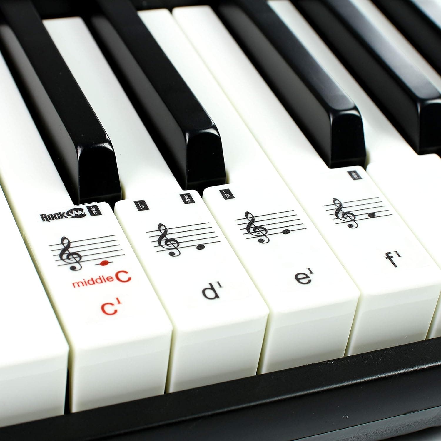 RockJam RJ461 Clavier Piano 61 Touches avec Pitch Bend pour Débutants | Synthétiseur débutant portable avec pitch bend, 300 sons, autocollants de notes et cours pour enfants et adultes