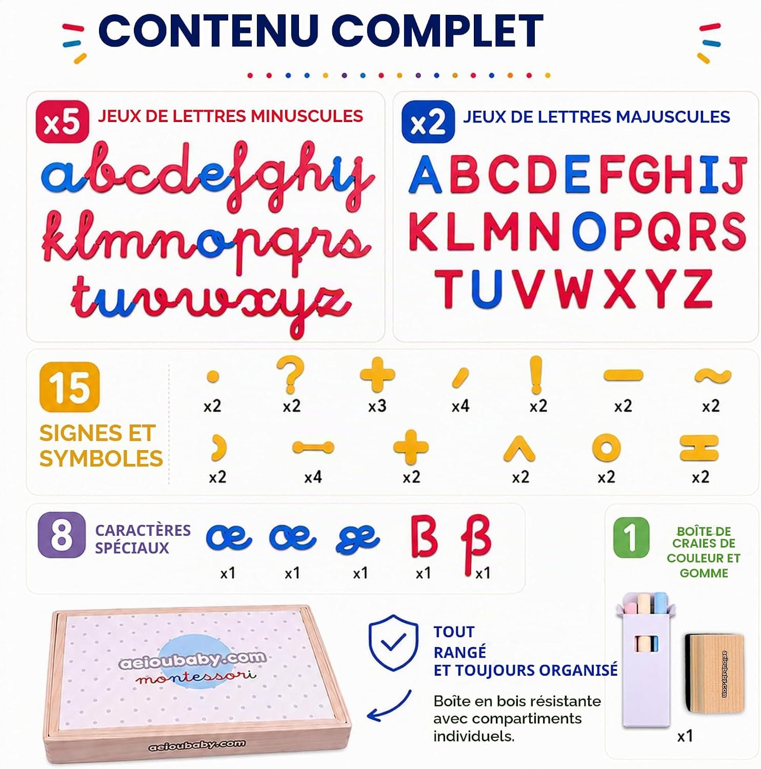 Lettres et Chiffres Magnétiques Montessori | Alphabet Cursif avec Majuscules, Minuscules et Nombres en Mousse EVA | Ardoise Réversible et Boîte en Bois | Jeu Éducatif Lecture et Écriture