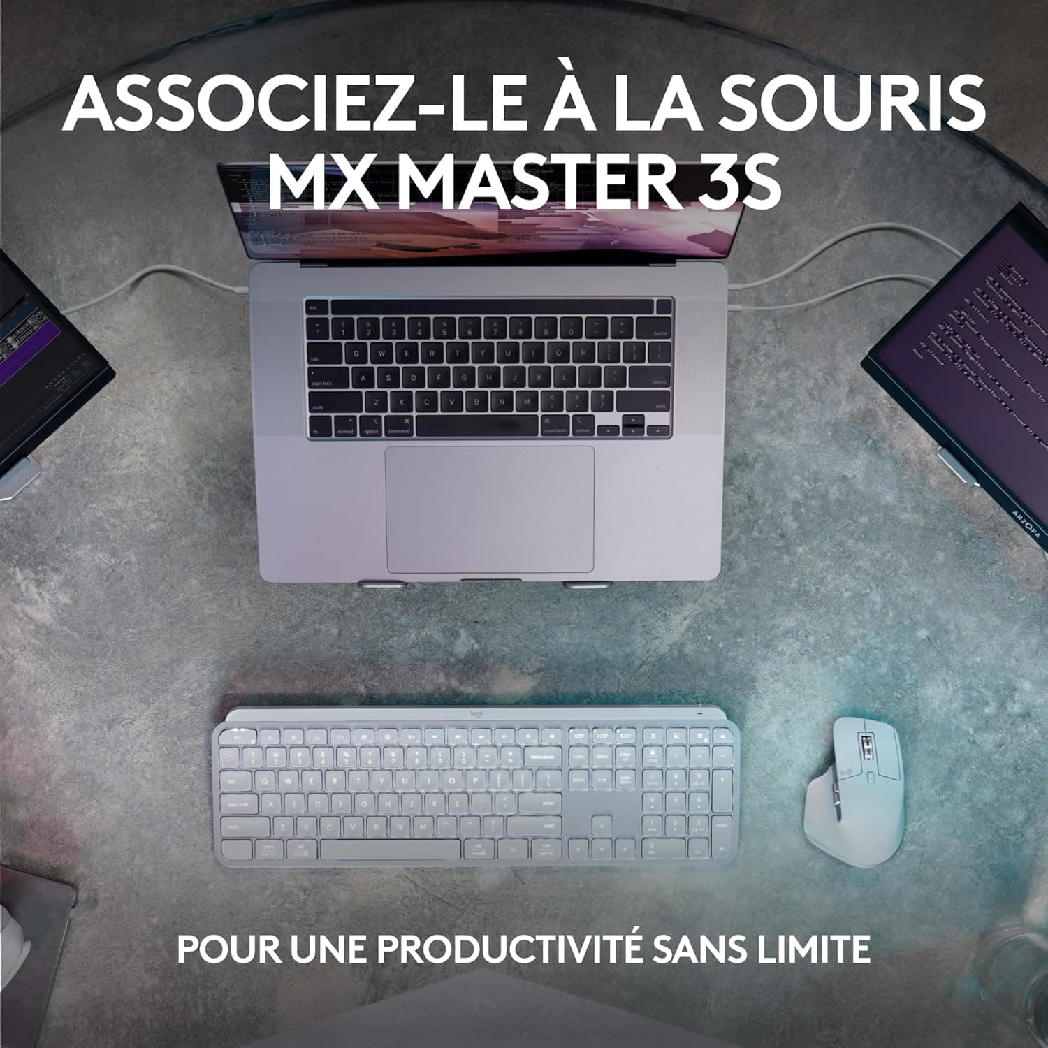 Logitech MX Keys S Clavier sans Fil Rechargeable USB C (Pale Grey) | Clavier Silencieux, Rétroéclairé, Touches Ergonomiques, Programmables, Bluetooth, Windows PC, Linux, Chrome, Mac, AZERTY