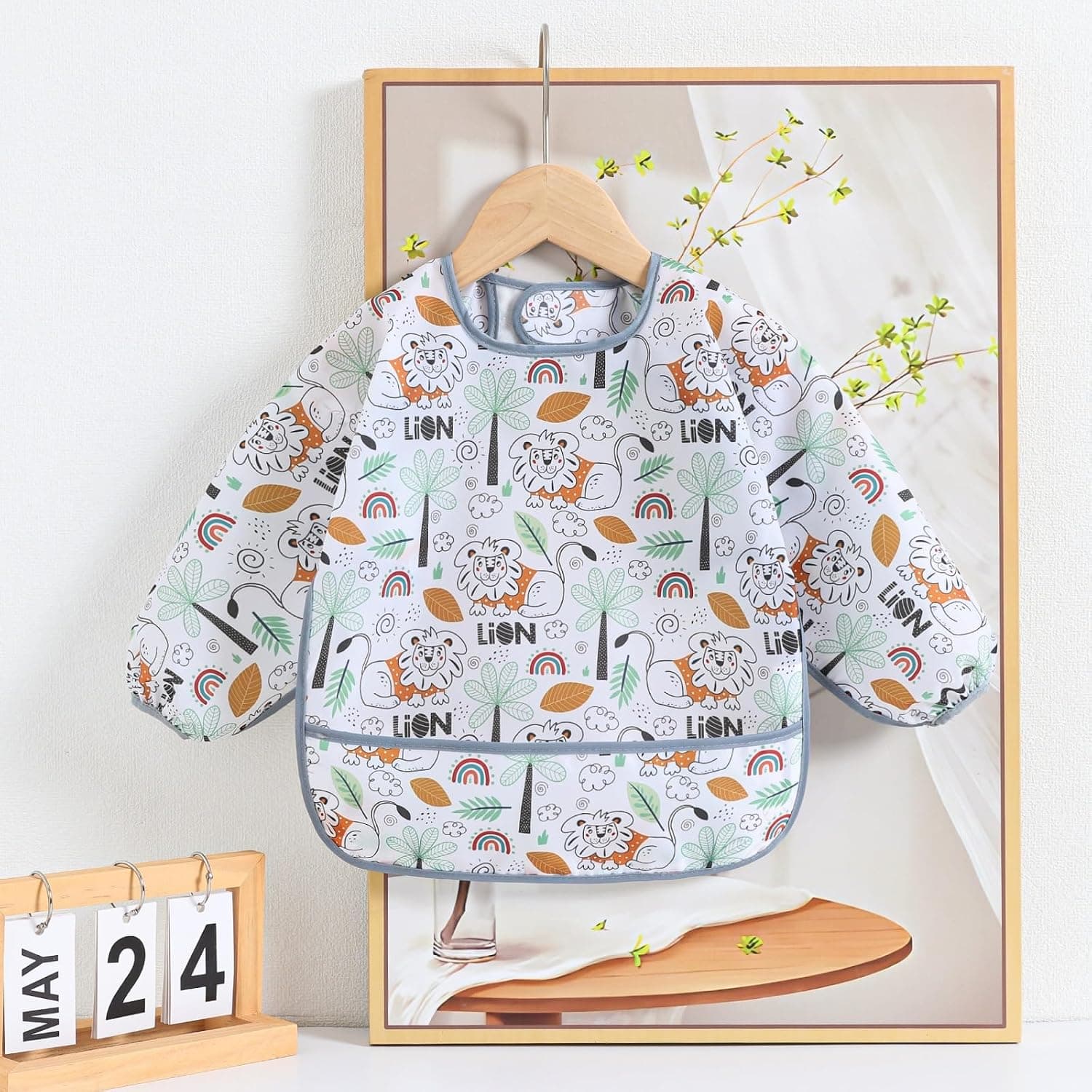 Lot de 5 Etanche Bavoir à Manches Longue pour Bébé alimentation Imperméable Blouse Tablier 3 a 24 Mois