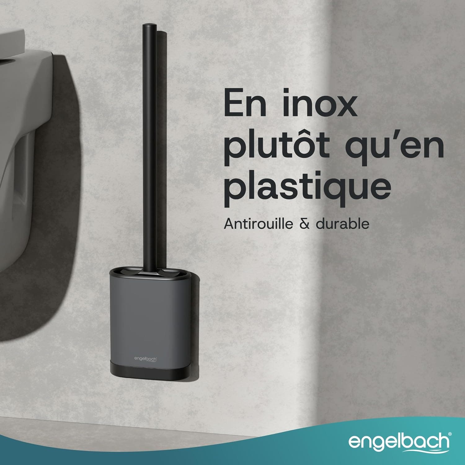 Engelbach® Brosse WC en Silicone - à Fixation Murale sans Perçage, Antracite