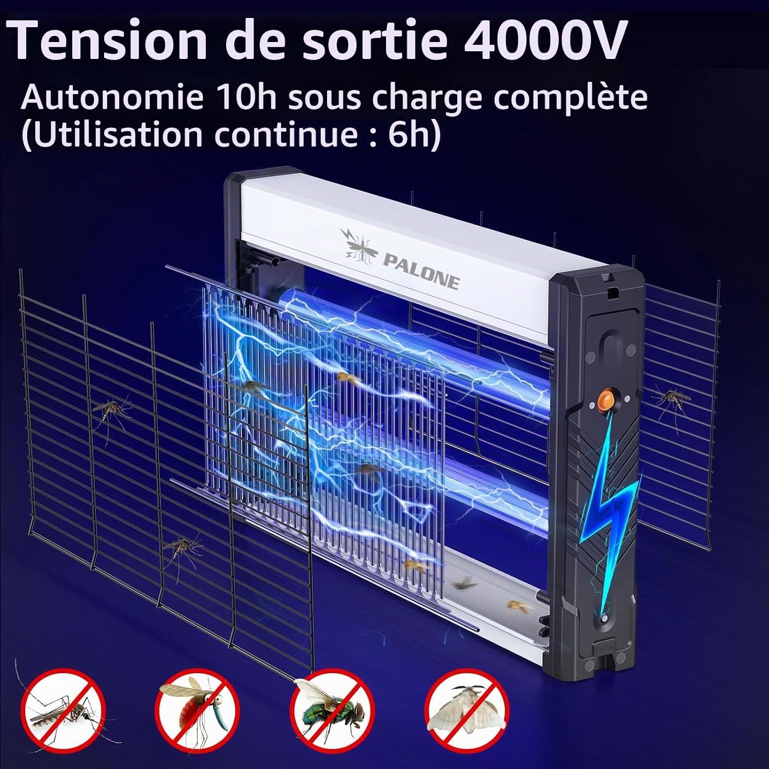 PALONE Lampe Anti Moustique Solaire 4000V 3600mAh USB