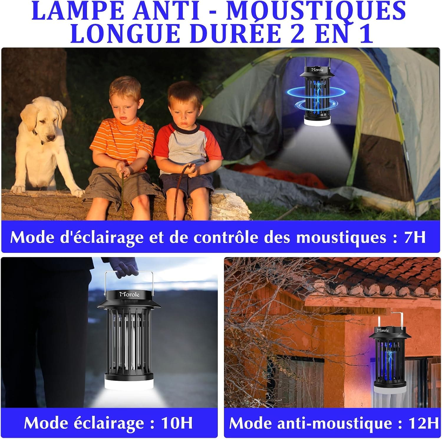 Lampe Anti Moustique 4200V USB-C, Tue Mouche Electrique UV Portable