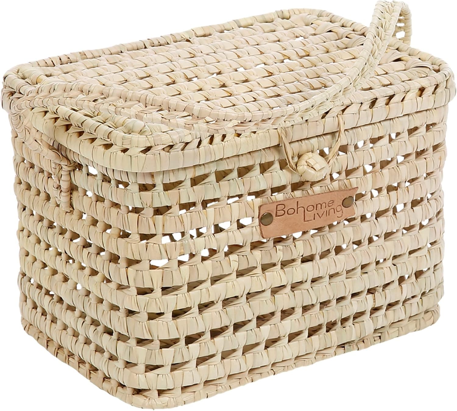 Malle de Rangement en Osier Tressé, Panier à Jouets, Fait Main (30cm)