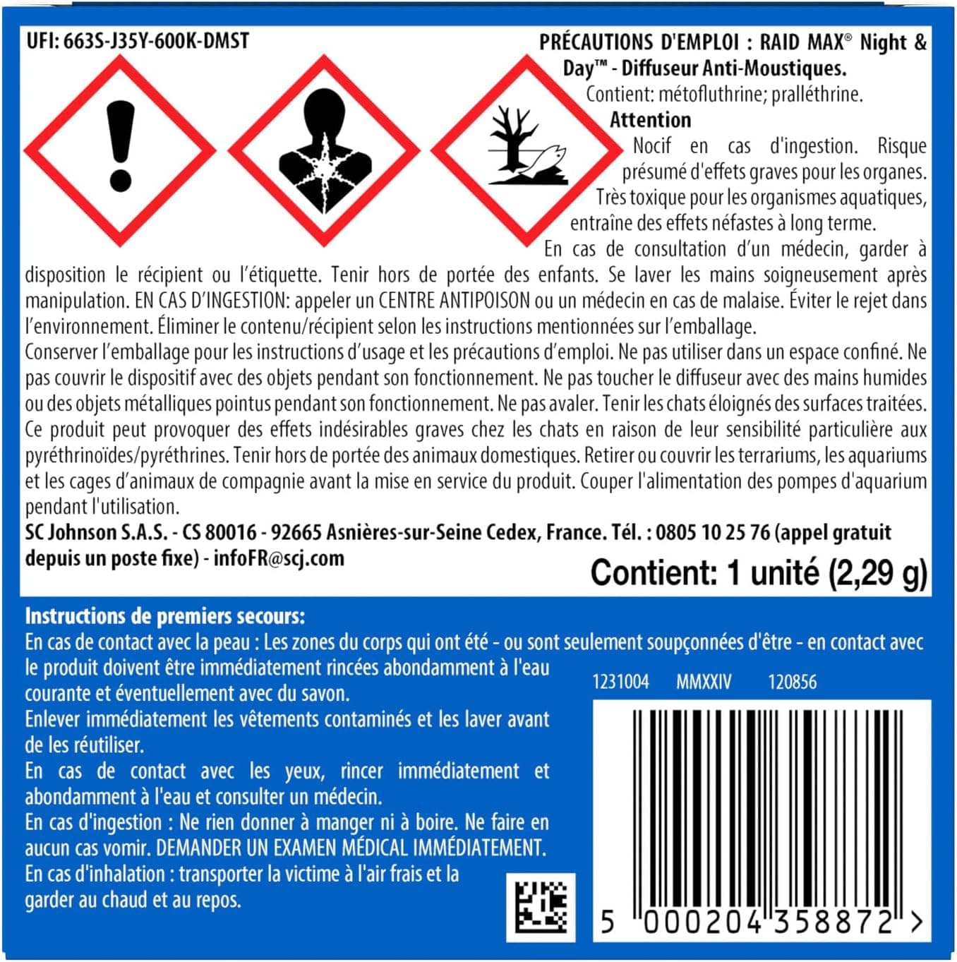Raid Max Diffuseur Électrique Répulsif Moustiques 1 Diffuseur + Recharge