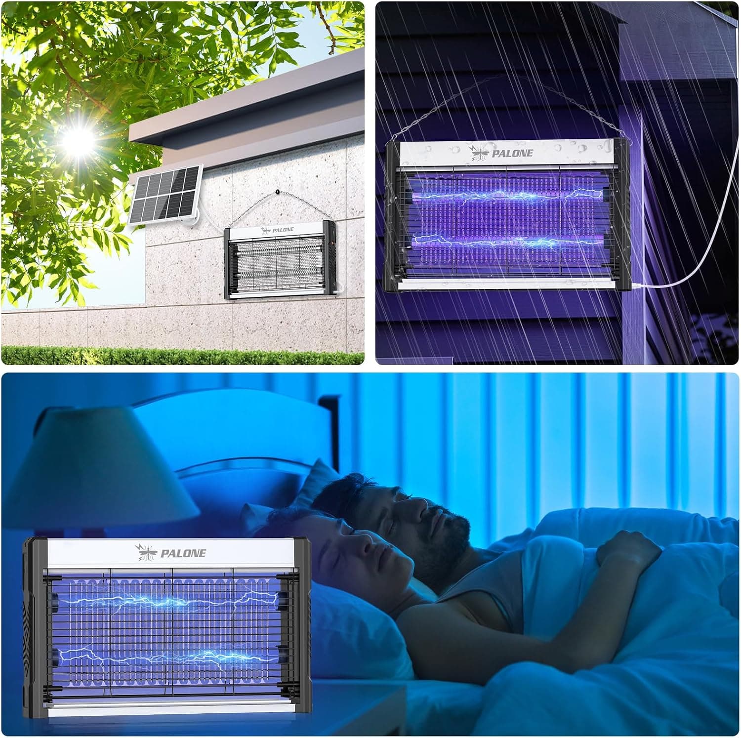 PALONE Lampe Anti Moustique Solaire 4000V 3600mAh USB