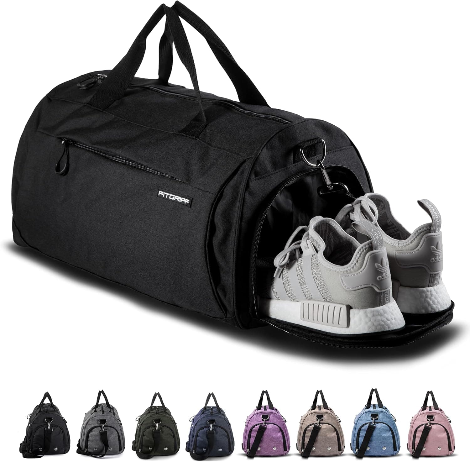 Fitgriff® Sac de Sport Homme & Femme V1 - Sacs de Voyage avec Compartiments Chaussures et Humide, pour Gym, Fitness, Weekend - Duffel Bag