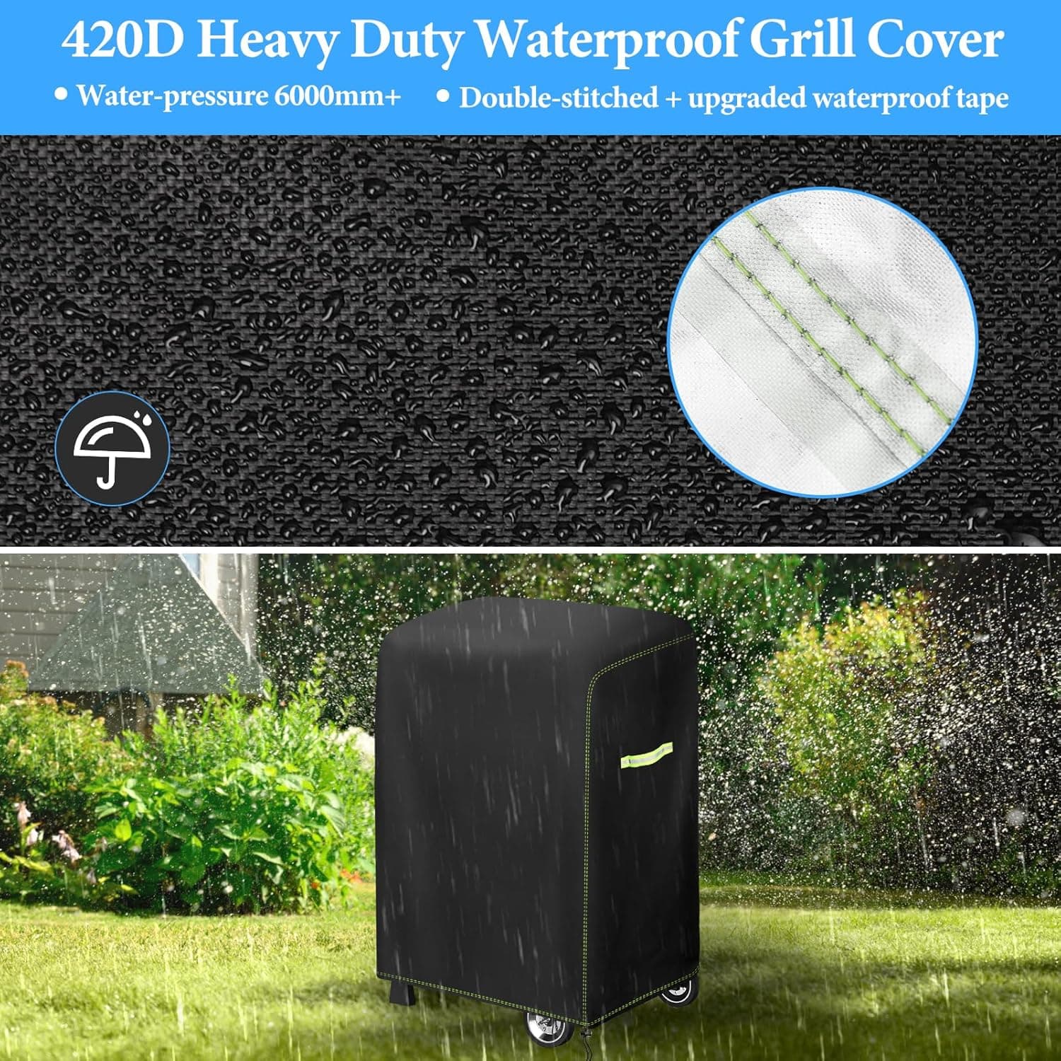 VDISRR Housse Barbecue Exterieur, 420D Oxford Bache Barbecue Exterieur 77 * 70 * 110cm pour Barbecue Weber Spirit E-210 avec Plateaux, Housse De Protection Anti-Vent/Solei/l'eau