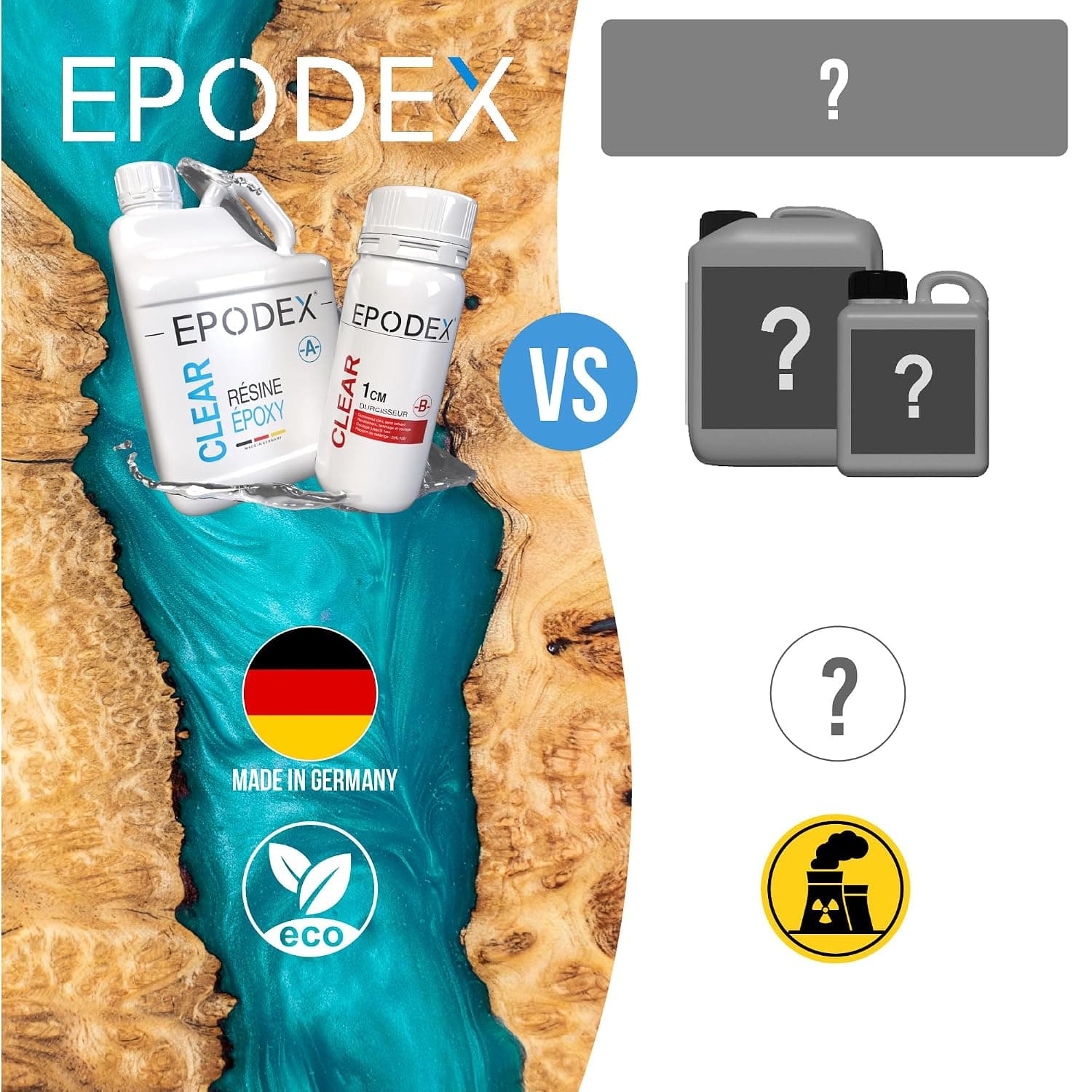 EPODEX ECO, Résine époxy jusqu’à 1cm, CLEAR - Transparent, 1,5kg