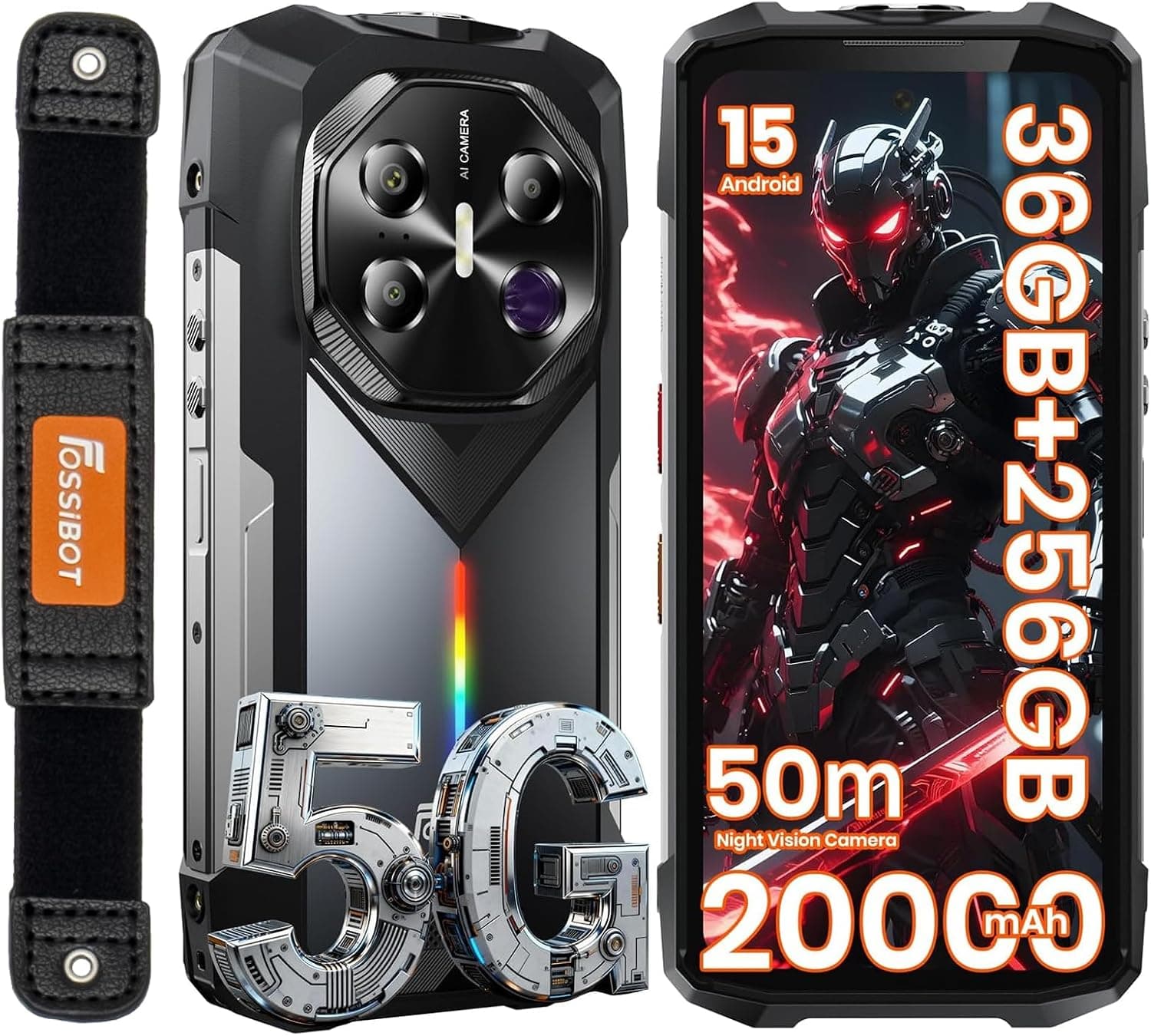 FOSSiBOT F113 5G Téléphone Portable Incassable Vision Nocturne 64MP