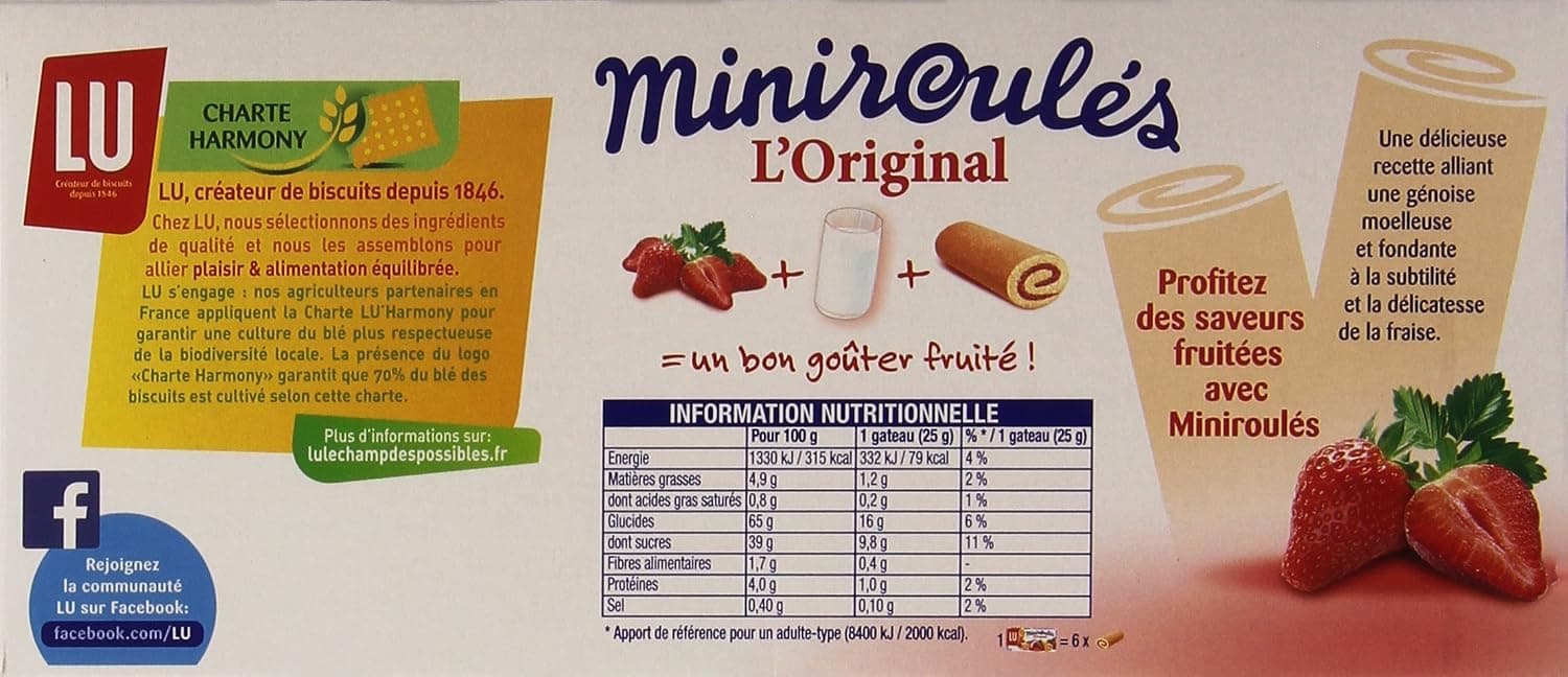 LU Miniroulés L'Original aux fraises Biscuits tendres 6 sachets