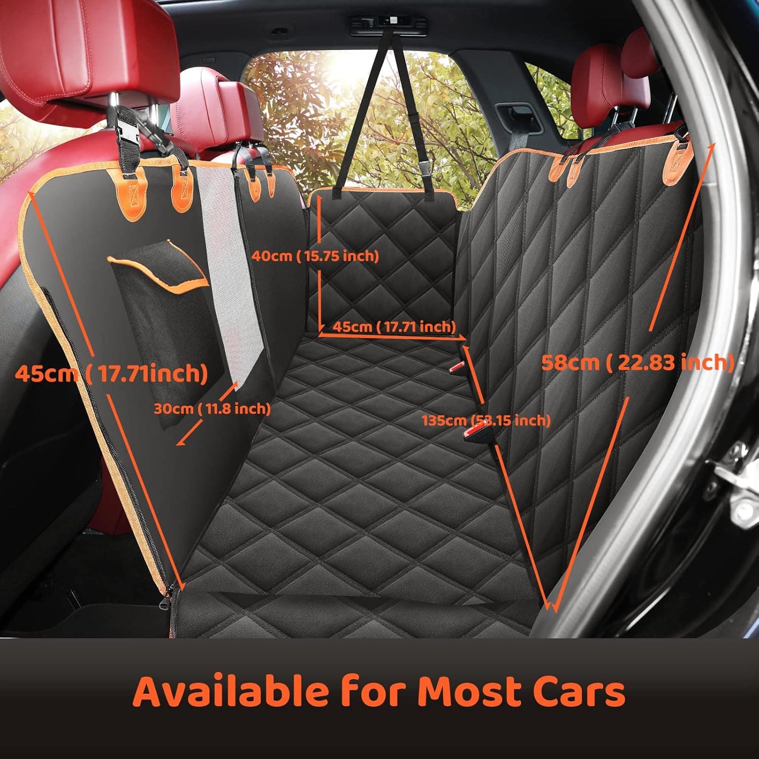 KYG Housse de Siège d'auto pour Chien Banquette Arrière Antidérapant et Imperméable Mise à Niveau Matérielle avec Fenêtre de Visualisation Protection Coffre Universelle Voiture 135X148 cm Noir