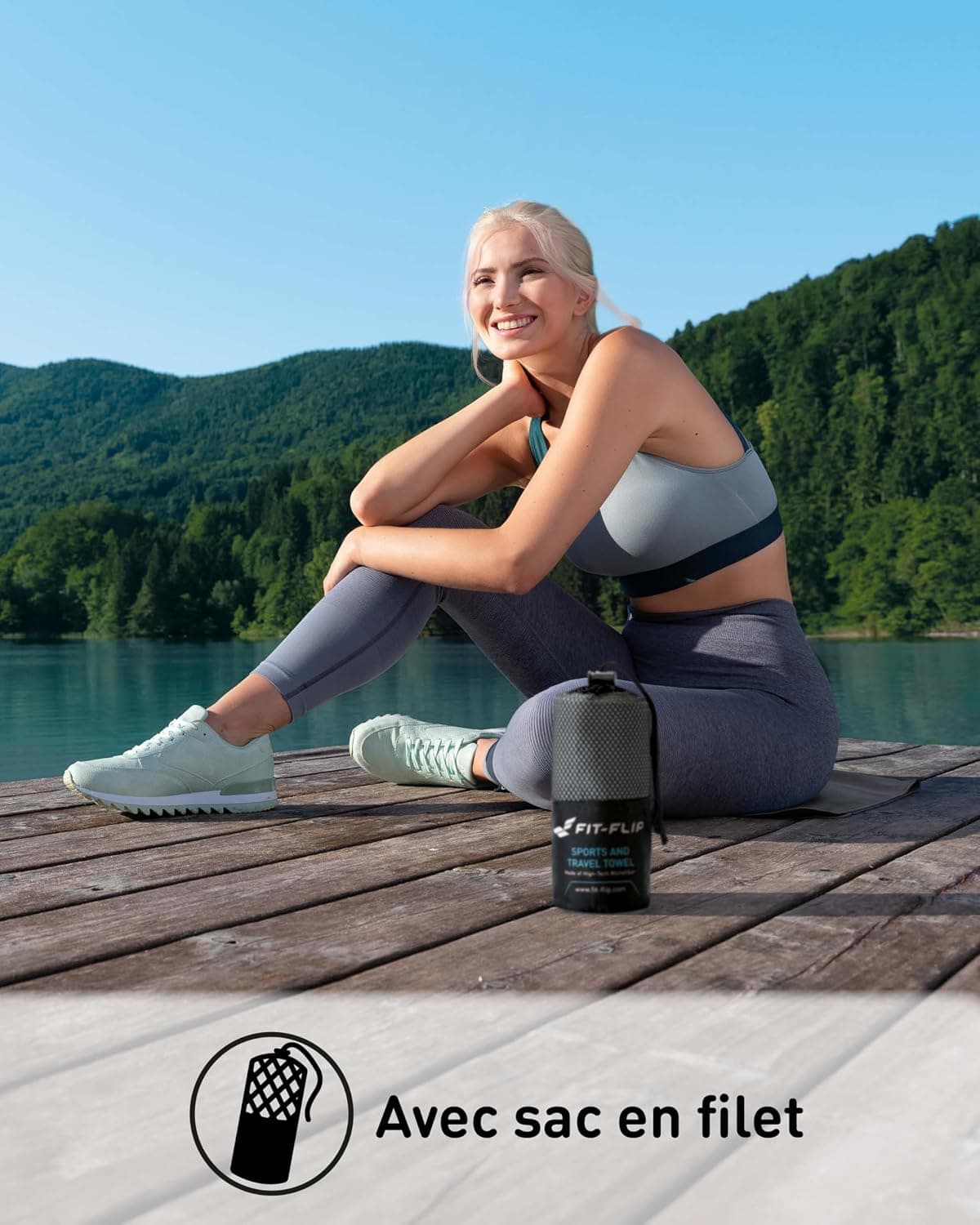 Fit-Flip Serviette Microfibre - pour Le Sport, Musculation et la Piscine