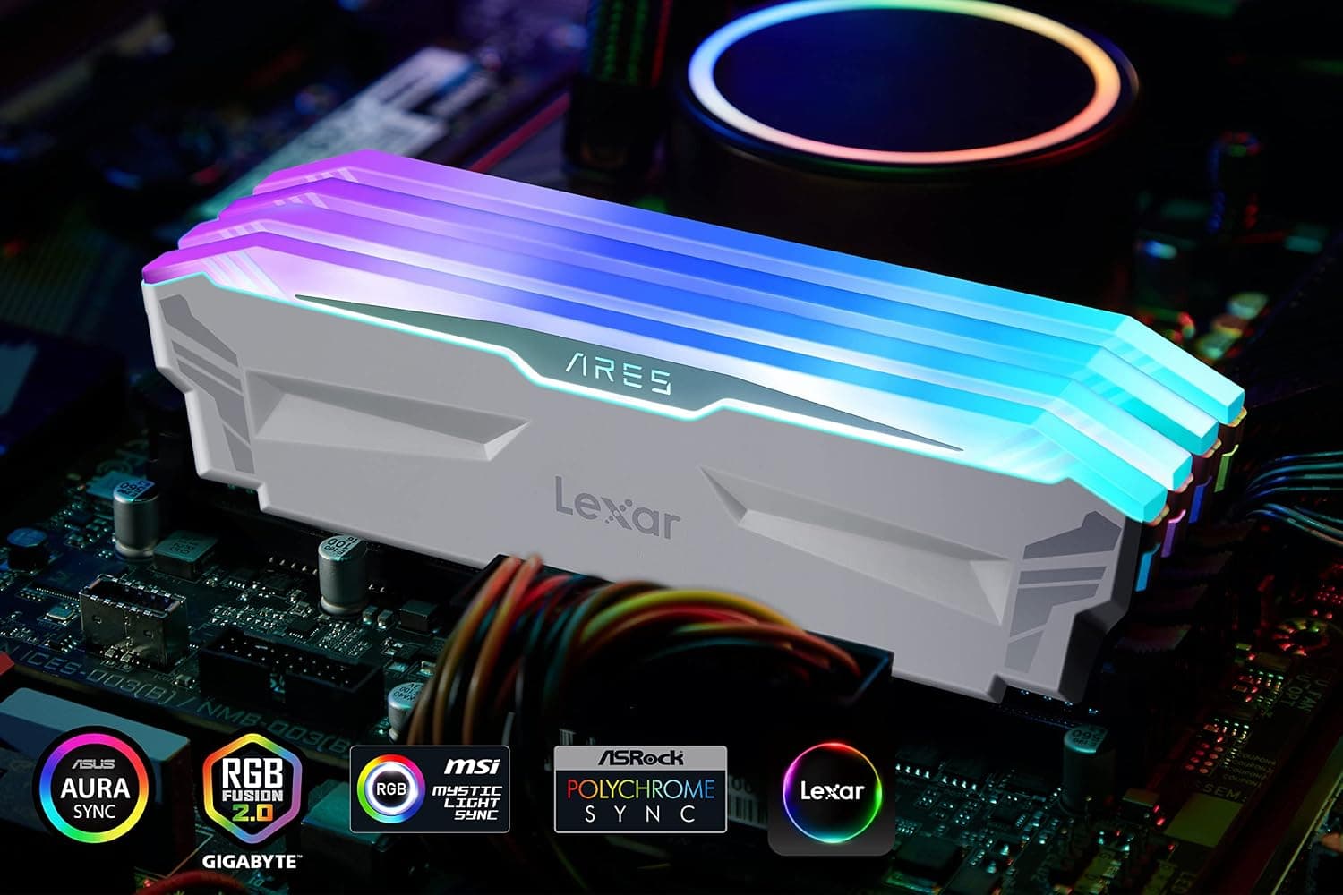 Lexar ARES RGB RAM DDR4 16Go Kit (2x8Go) 3866 MHz, DRAM 288-Pin U-DIMM PC Mémoire RAM, XMP 2.0 Memoire Haute Performance, CL18-20-20-39, PC4-30900, Blanc