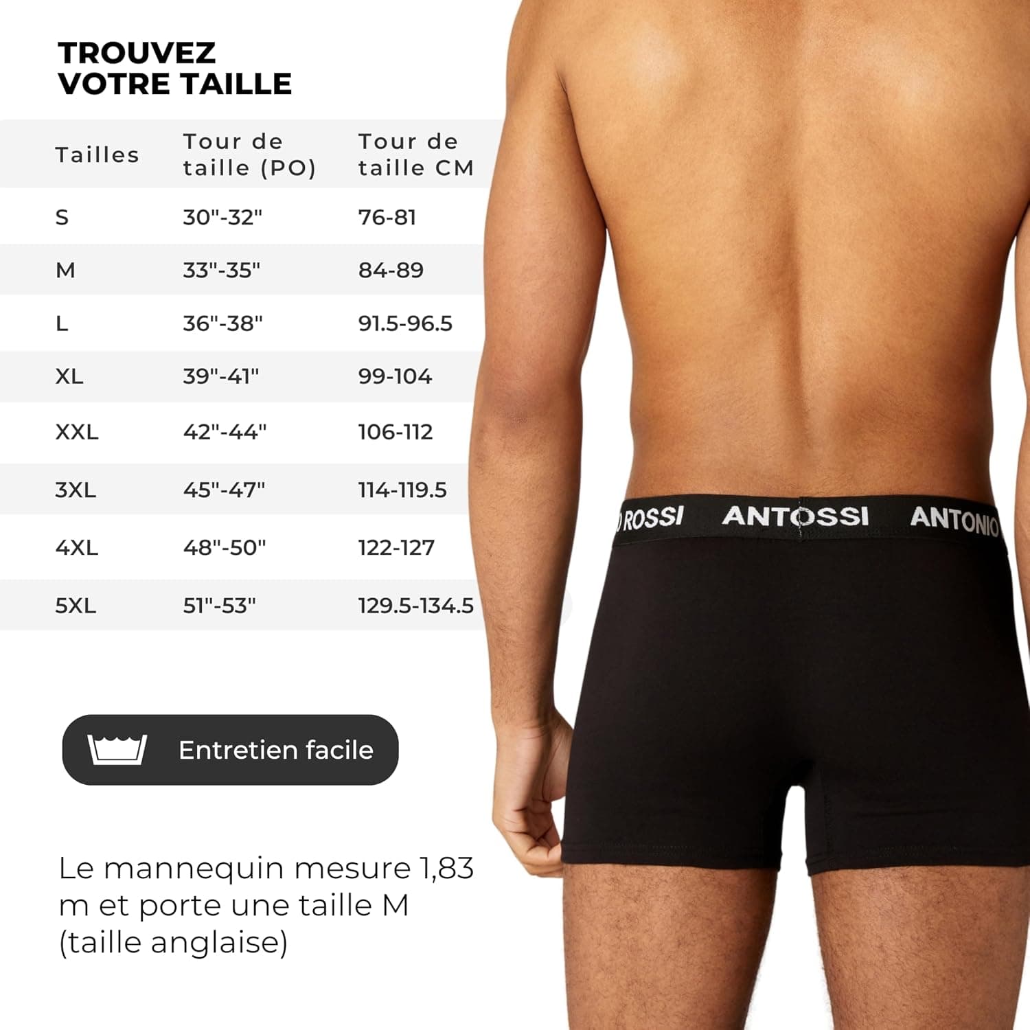 ANTONIO ROSSI (lot de 12) boxers ajustés pour hommes - Boxers pour hommes avec ceinture élastique
