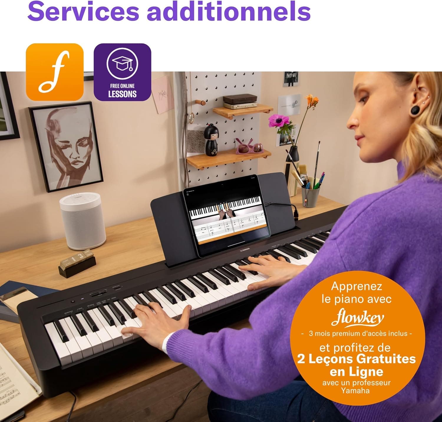 Yamaha P-145BT Piano Numérique – Léger et portable avec clavier Graded-Hammer-Compact à 88 touches et 10 sonorités, Bluetooth – Noir