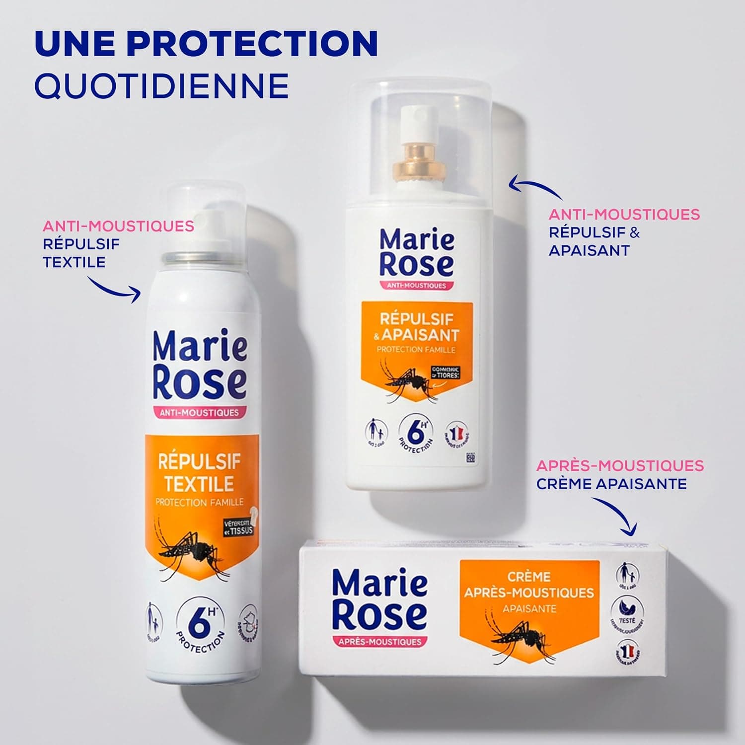 MARIE ROSE Anti-Moustiques, Spray Répulsif & Apaisant, Efficacité 6h, 100ml