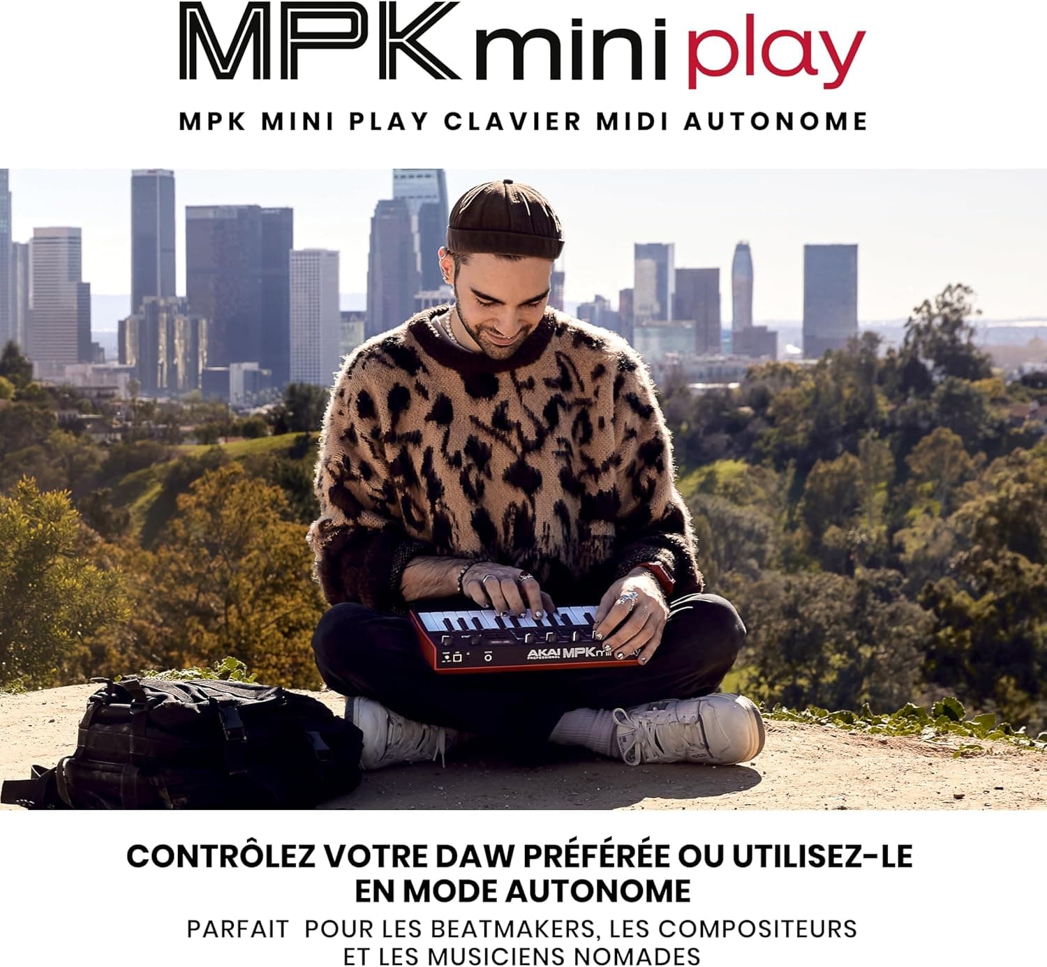 Akai Professional MPK Mini Play MK3 Clavier MIDI USB 25 Touches | Touches Mini Sensibles à la Vélocité, 8 Pads MPC, 8 Boutons, Sons Intégrés, Haut-Parleur, Logiciels Inclus, pour Beatmakers
