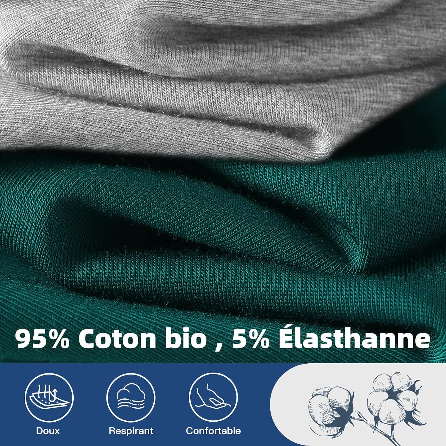 Fullluwaa Boxer Homme Coton Lot de 10, Doux Ceinture Élastique