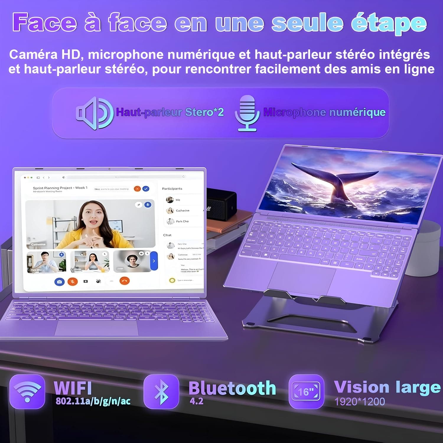 NOTODD Ordinateur Portable Gaming 16'' 12+512 Go SSD Soutien Extension 1TB