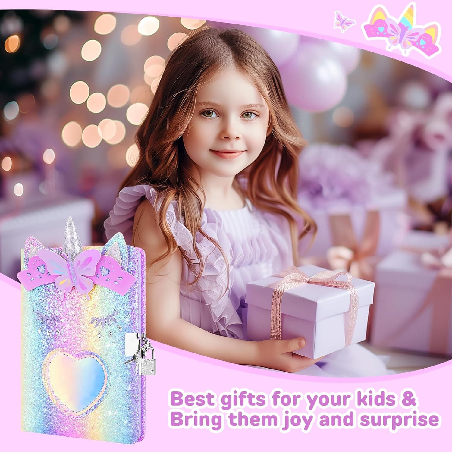 homicozy Journal secret fille, Journal licorne avec serrure pour les filles de 7-14 ans, carnet secret fille avec porte - monnaie en peluche, livre secret fille cadeau d'anniversaire Licorne