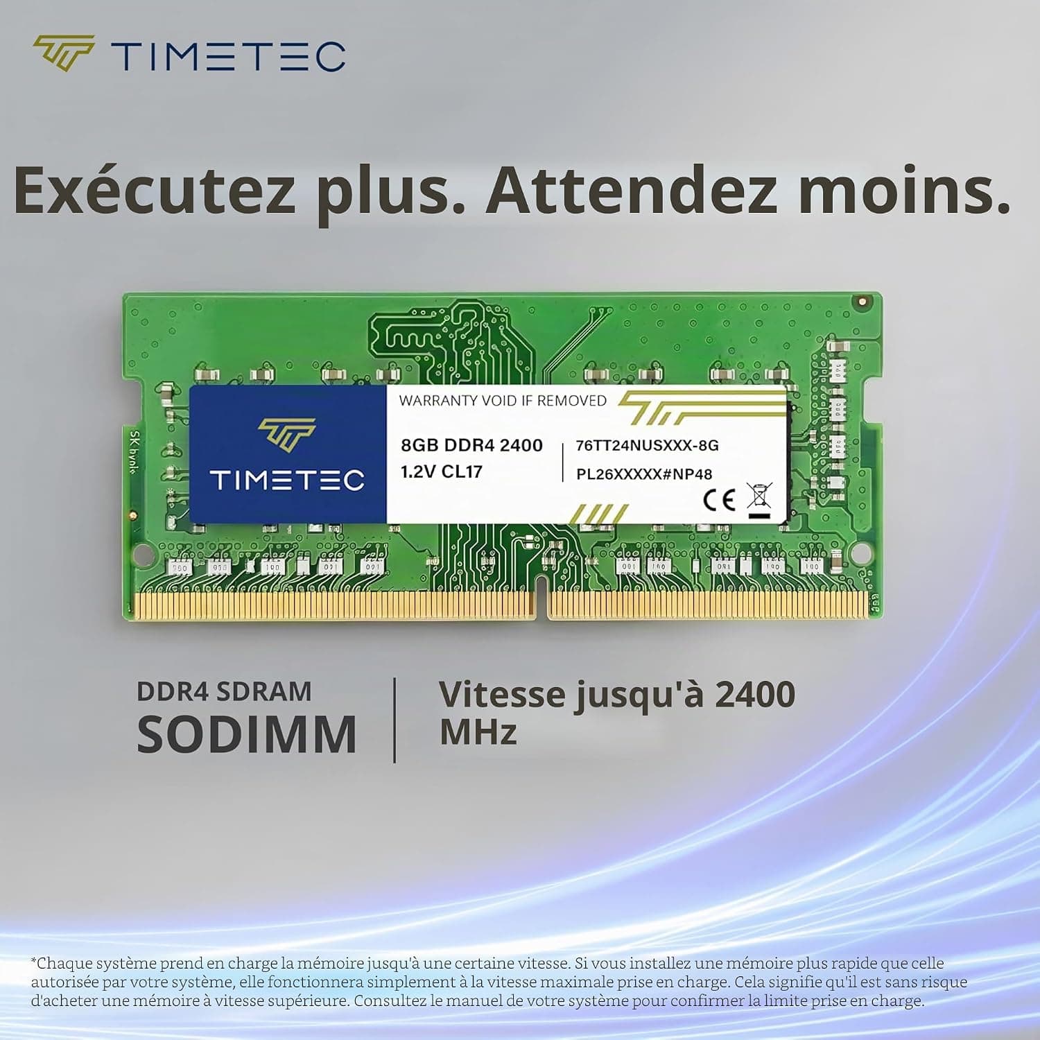 Timetec 8 Go DDR4 2400 MHz (PC4-2400T) PC4-19200 SODIMM – Non-ECC sans Tampon, 260 Broches, 1,2 V, CL17, Module de mémoire pour Ordinateur Portable, Mini-PC et Ordinateur Tout-en-Un