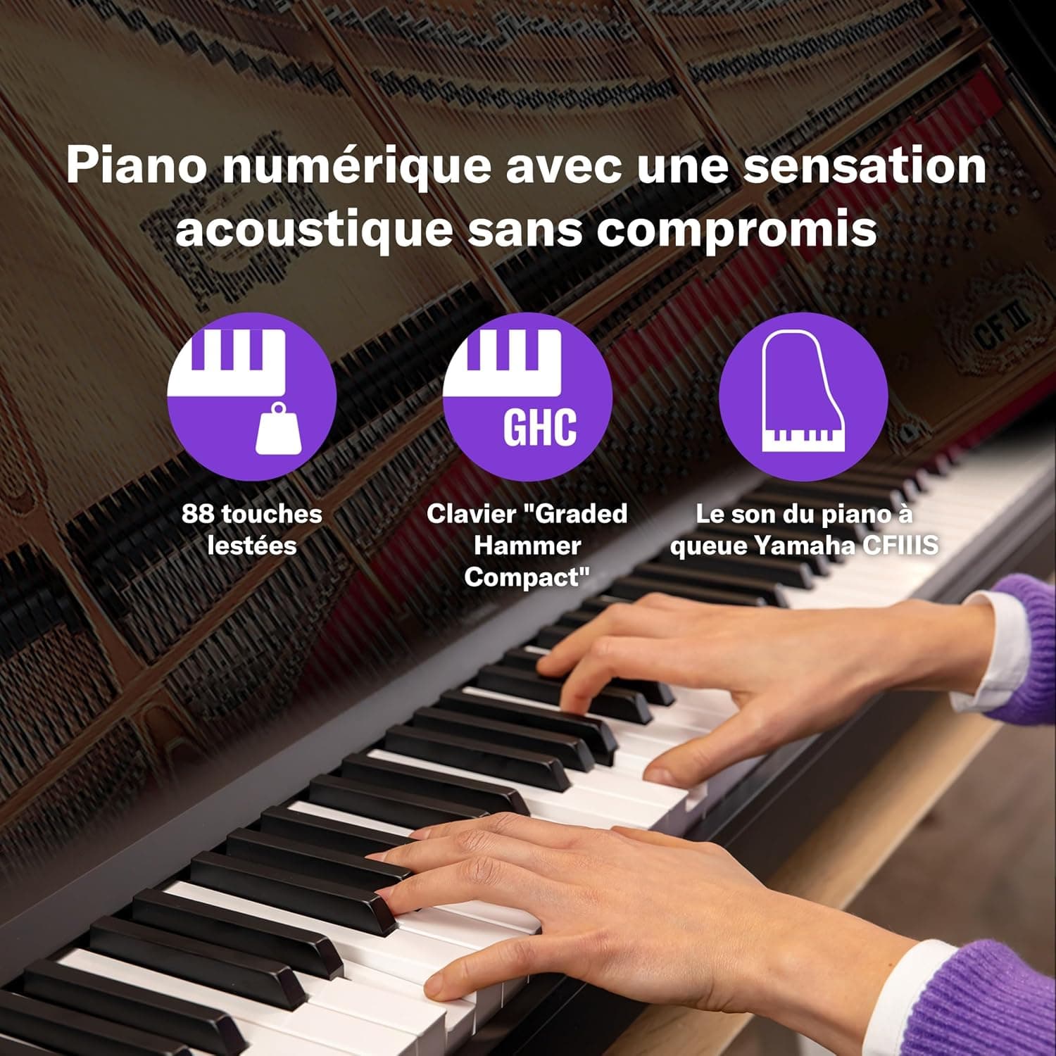 Yamaha P-145BT Piano Numérique – Léger et portable avec clavier Graded-Hammer-Compact à 88 touches et 10 sonorités, Bluetooth – Noir