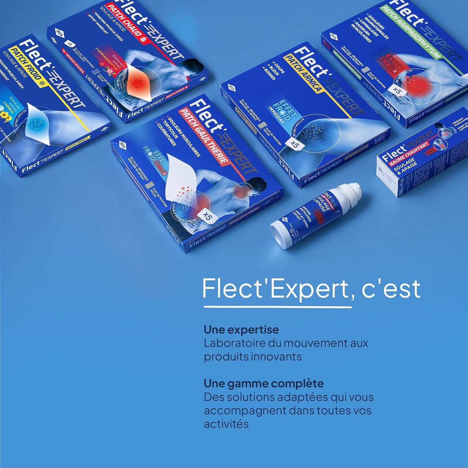 IBSA Pharma - Flect'Expert Patch Chaud - Tensions Musculaires Localisées - Apaise et Soulage - Extraits d'Harpagophytum - Technologie Hydrogel - Boîte de 5 Patchs + Filet de Maintien - Cosmétique