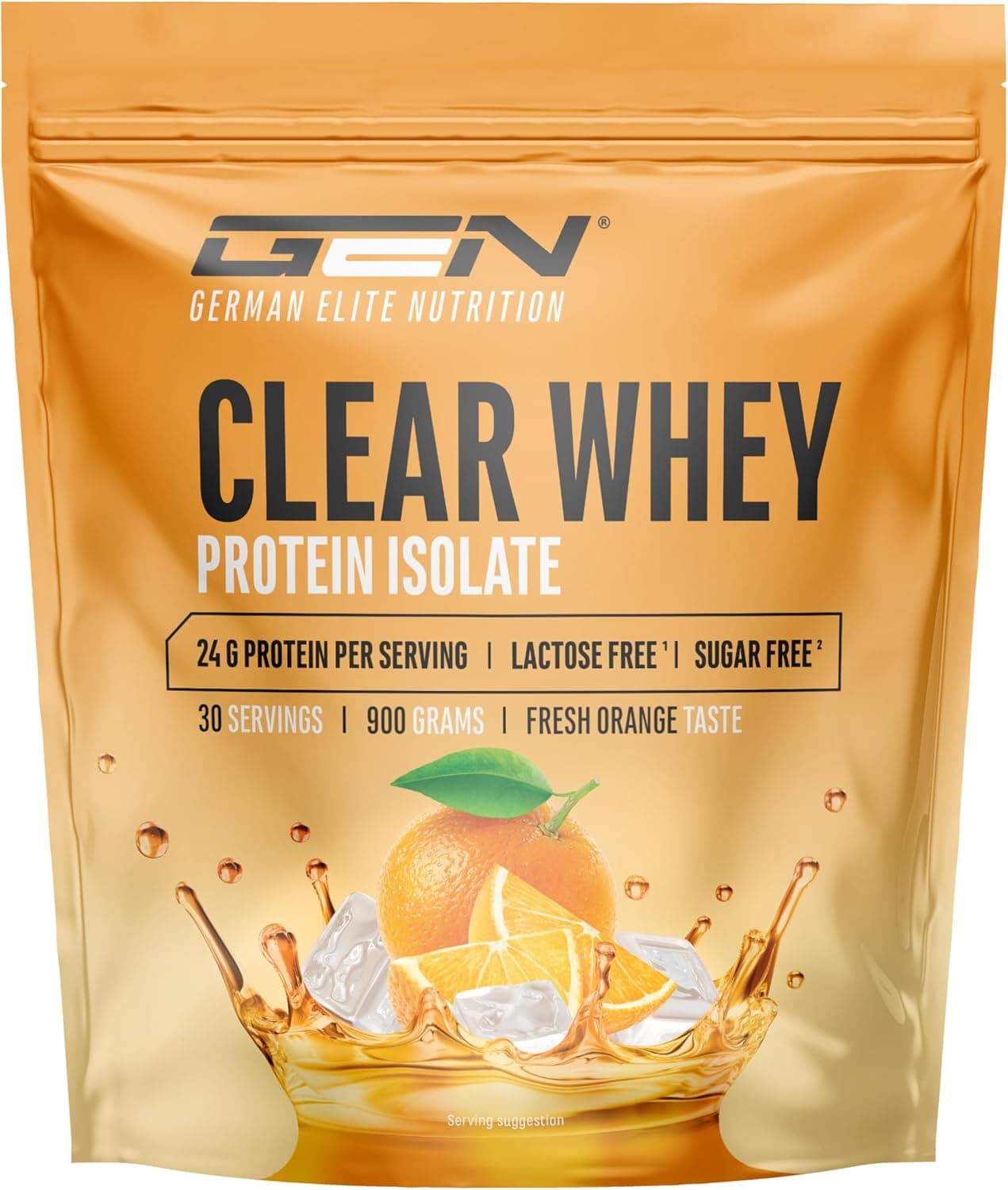 Clear Whey Isolate Protein Shake - Shake Protéiné Fruité & Rafraîchissant - Isolat de Protéines de Lactosérum de haute Qualité (900g, Orange Fraîche)