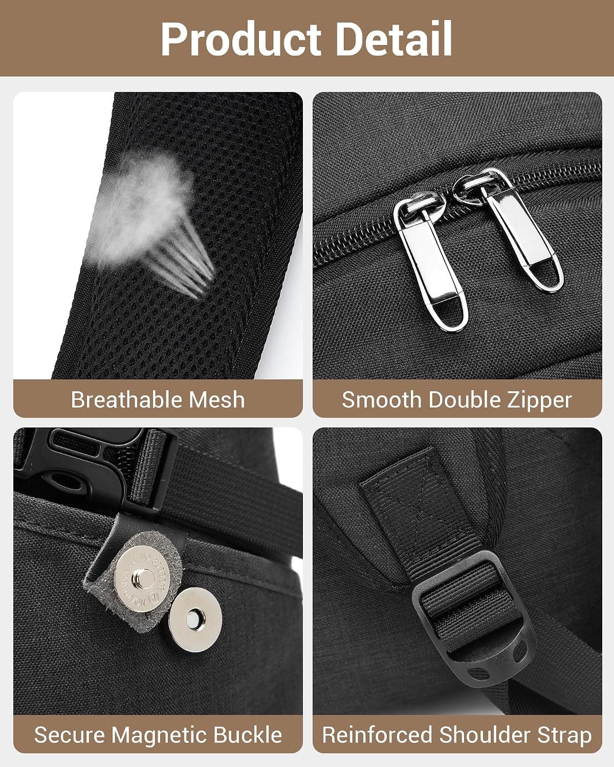 Kono Sac à Dos Ordinateur Portable Antivol avec Cadenas 15,6 Pouces Homme | Port USB, Compartiment PC Rembourré, Sac à Dos PC Portable, Homme Femme, Travail, Voyage, Vélotaf, Université, Noir