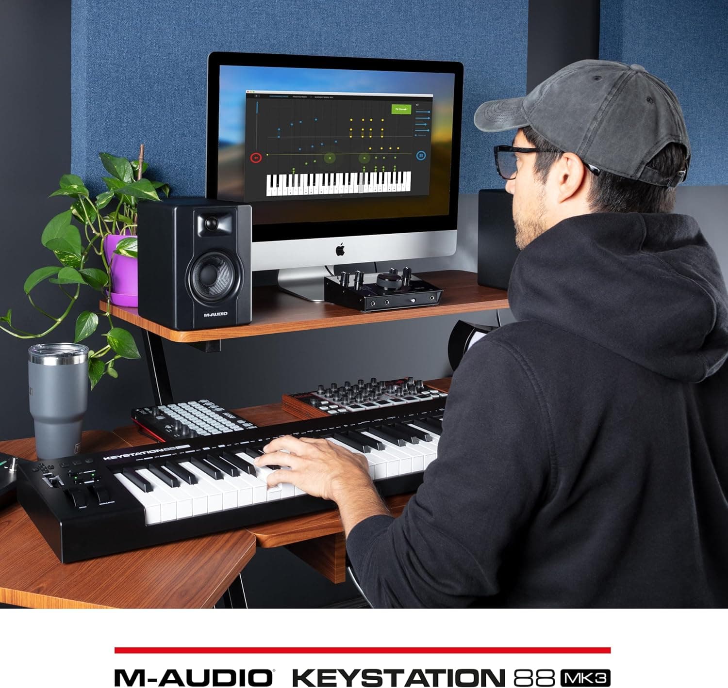M-AUDIO Keystation 88 MK3 Controleur USB MIDI | Controleur 88 Touches Semi-Lestees pour Synthetiseurs Virtuels et Logiciel DAW d'Enregistrement Inclus