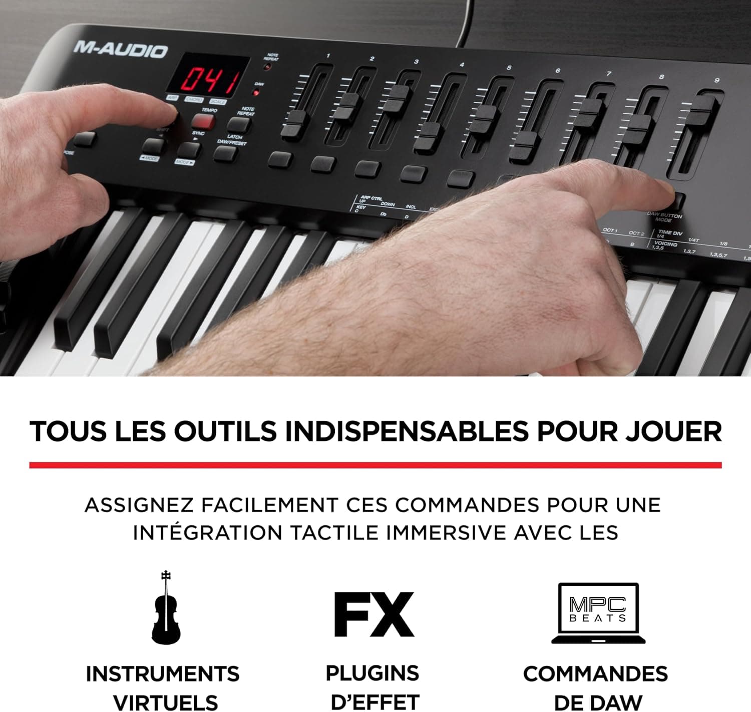M-AUDIO Oxygen 49 MKV Controleur Clavier USB MIDI | 49 Touches Veloci-Sensibles, 8 Pads, 8 Boutons, 9 Faders et Logiciel DAW Inclus, pour Production Musicale