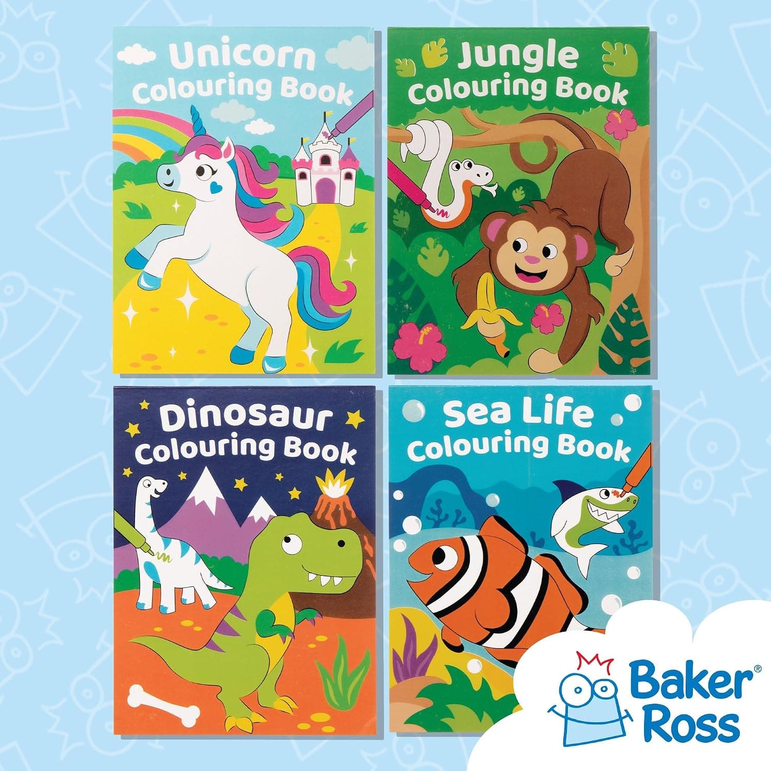 Baker Ross FE577 Mini livres à colorier - Paquet de 12, idéal pour le dessin d'enfants, les activités artistiques à l'école ou à la maison, les loisirs individuels ou l'artisanat de fête