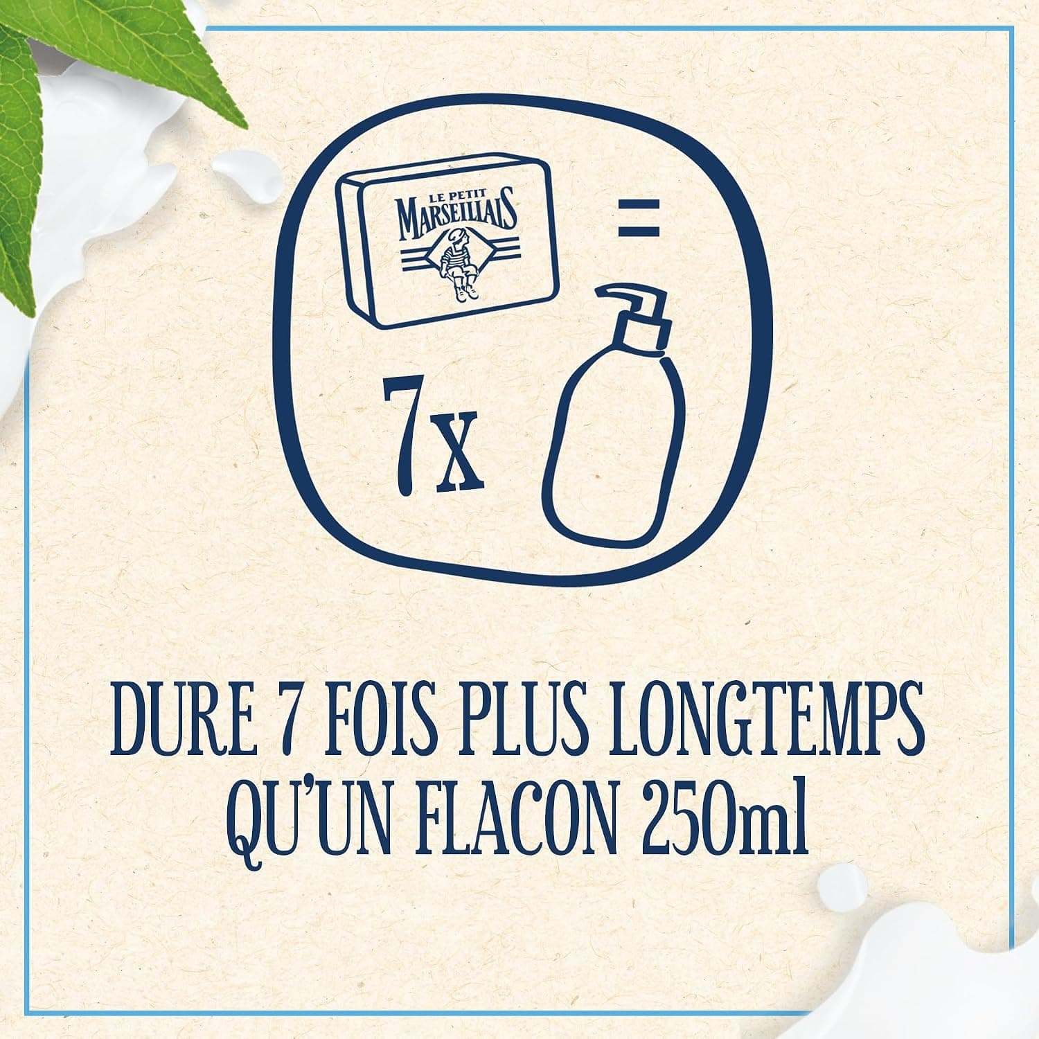 Le Petit Marseillais Savon Extra Doux Lait, Mains & Corps, pain de 200 g