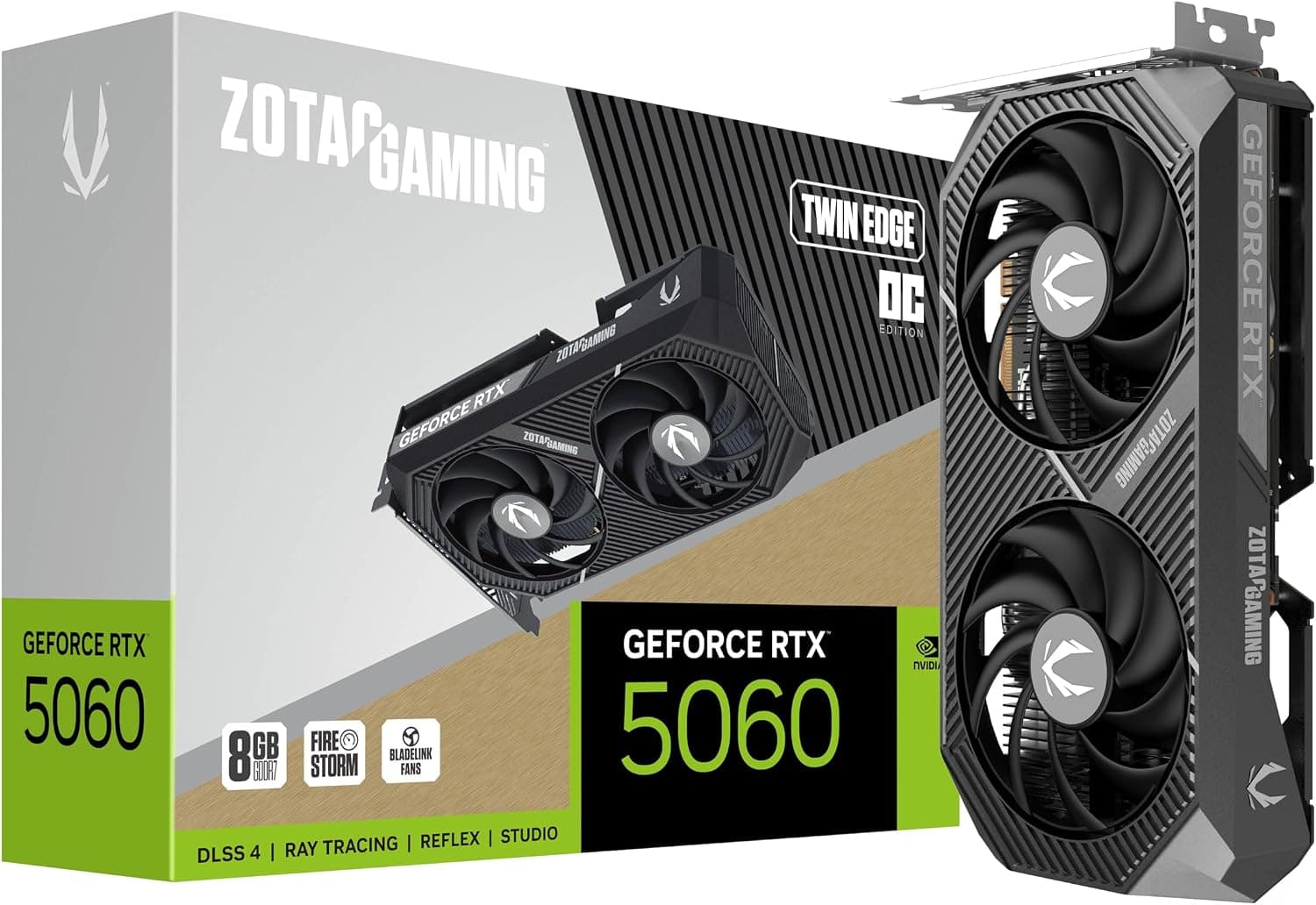 ZOTAC Gaming GeForce RTX 5060 Twin Edge OC DLSS 4 8 Go GDDR7 128 bits 28 Gbps PCIE 5.0 Carte graphique de jeu, carte compacte prête pour SFF, ZT-B50600H-10A